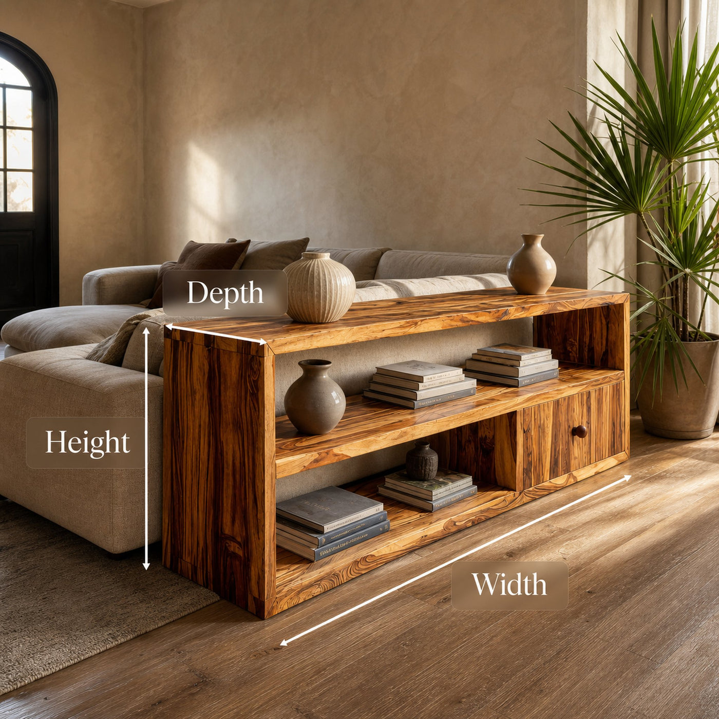 Rustic Console Table Long With Shelf For Living Room - product view 6