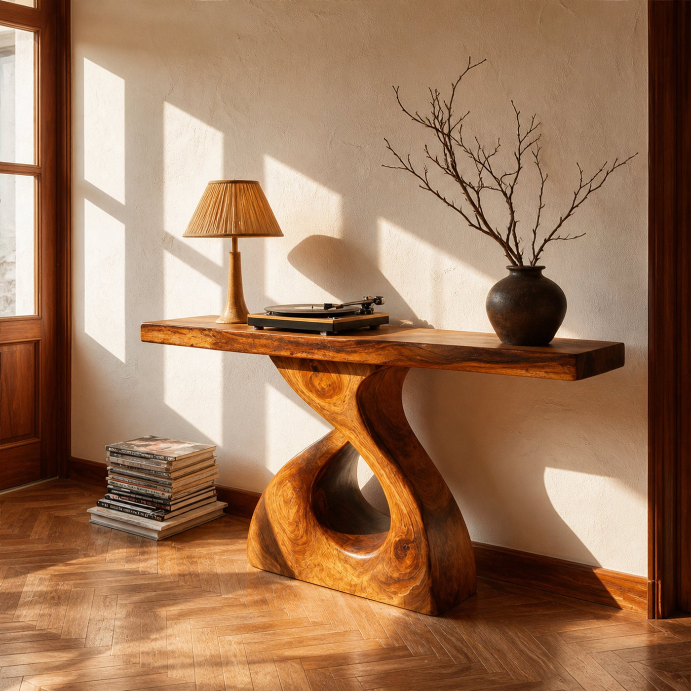 Rustic Console Table Natural Edge Wood Root Entryway