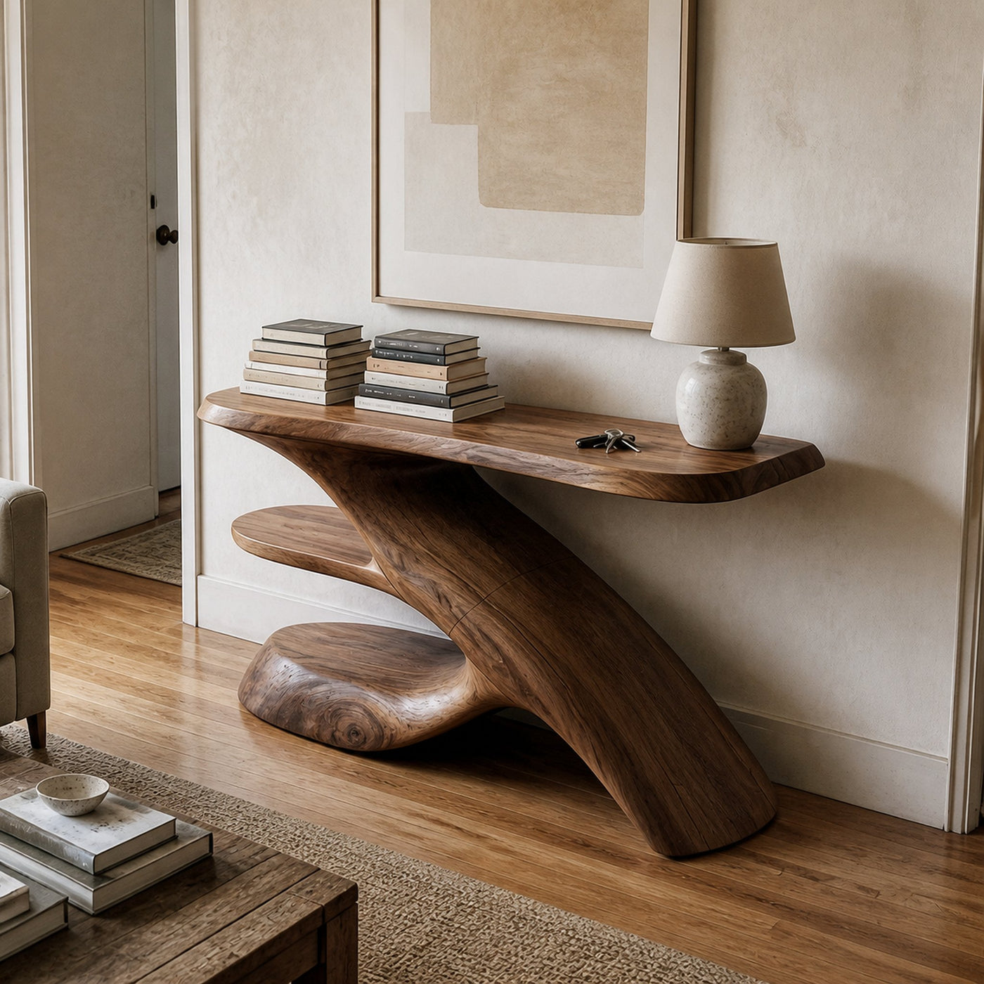 Rustic Console Table Natural Wood Entryway Living Room
