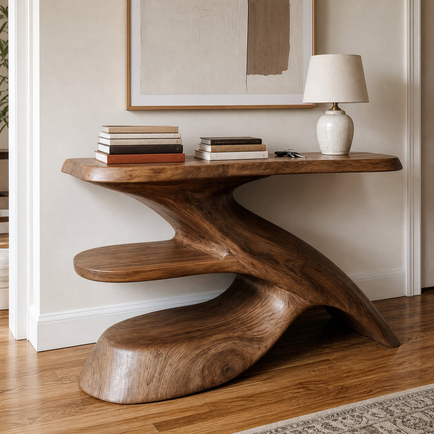 Rustic Console Table Natural Wood Entryway Living Room - product view 6