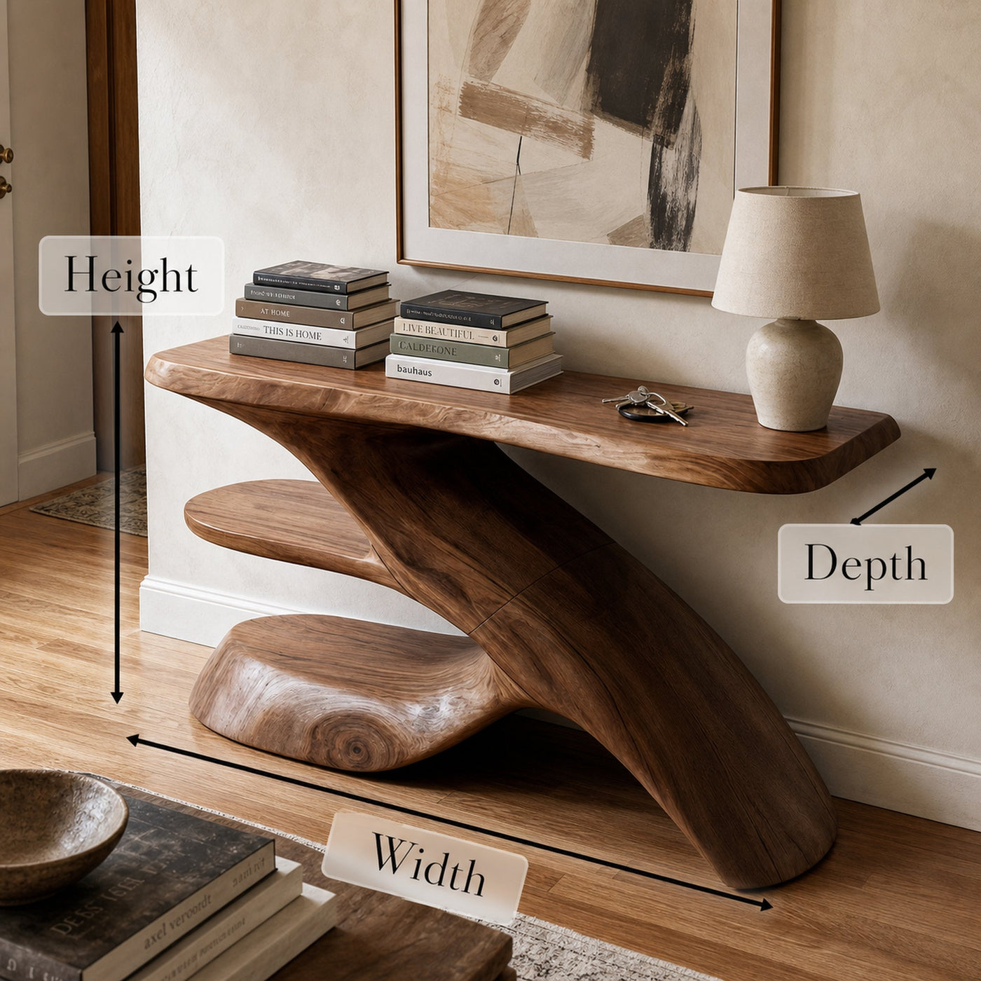 Rustic Console Table Natural Wood Entryway Living Room - product view 7