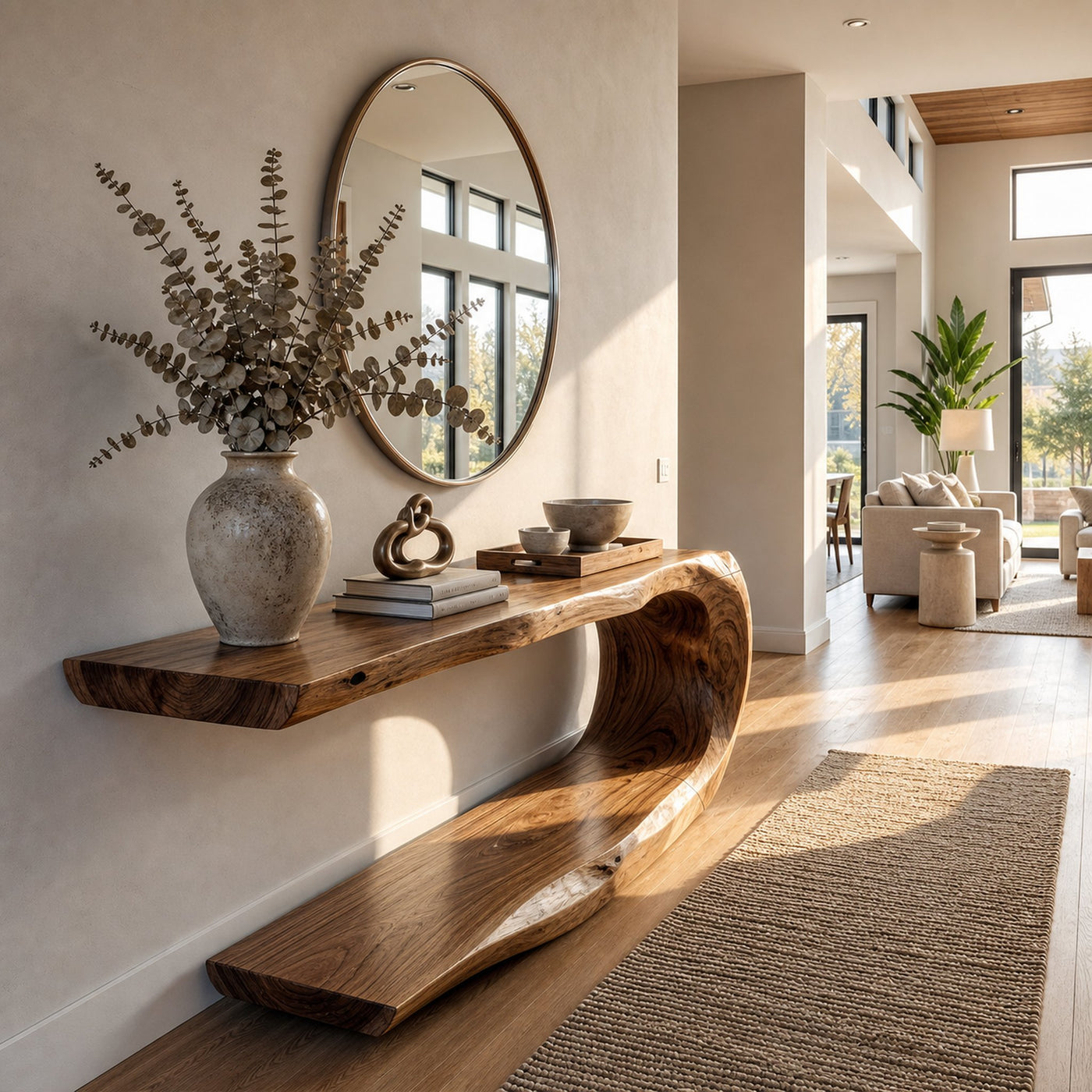 Rustic Console Table Natural Wood Entryway Living Room