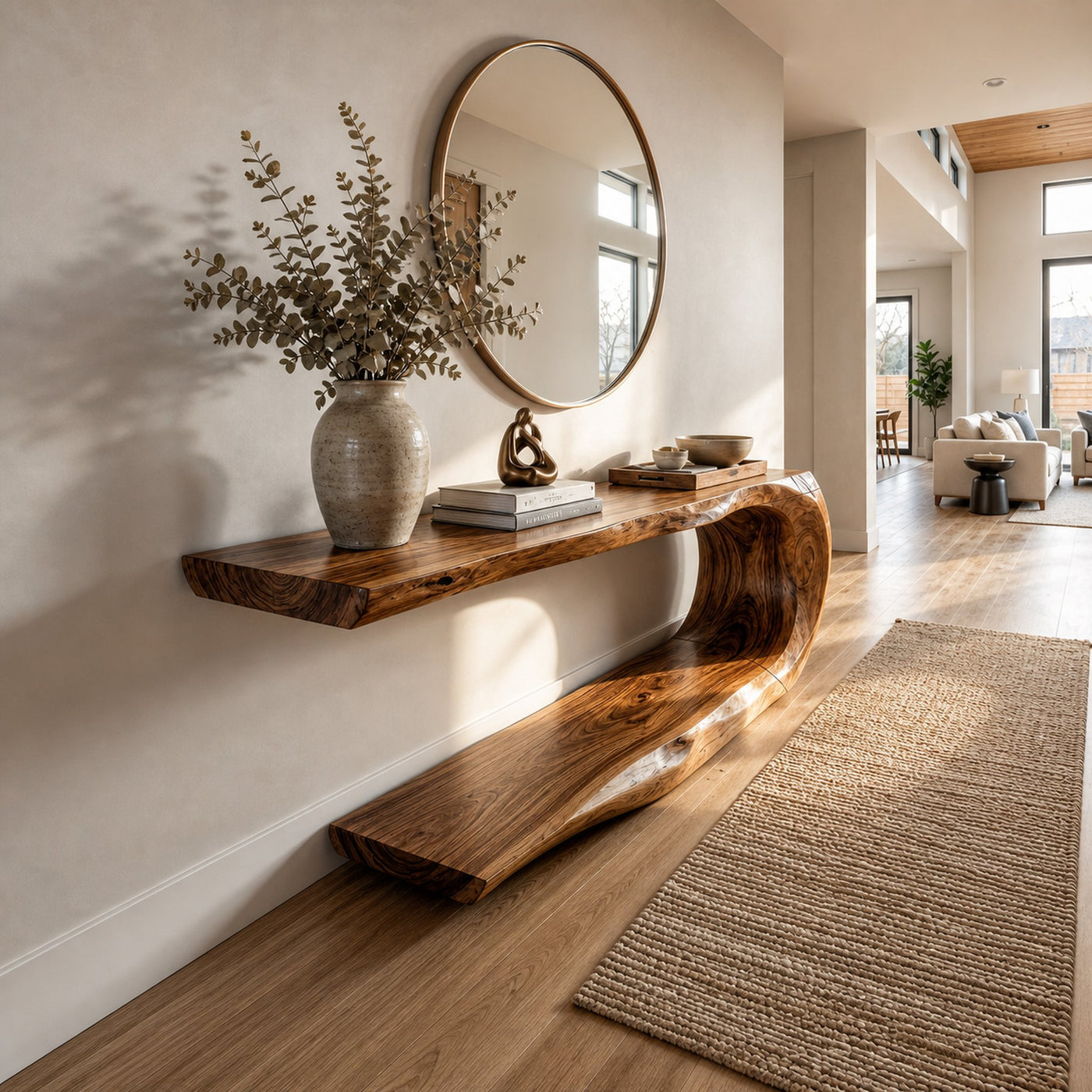 Rustic Console Table Natural Wood Entryway Living Room - product view 2