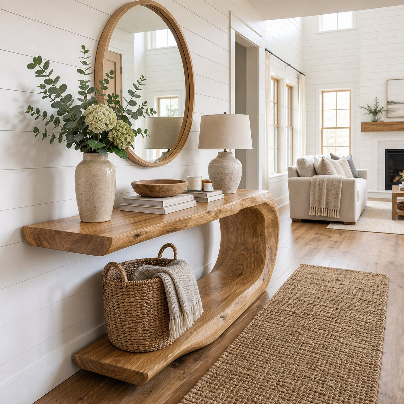 Rustic Console Table Natural Wood Entryway Living Room - product view 4