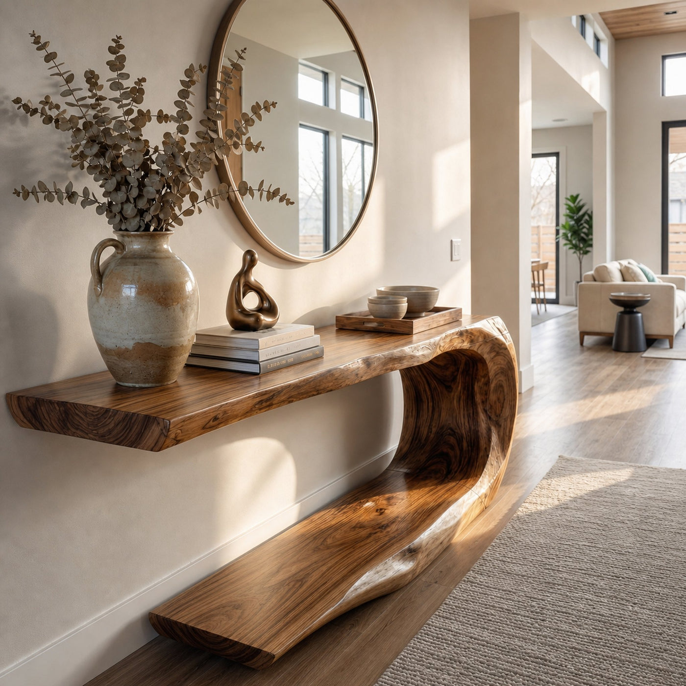 Rustic Console Table Natural Wood Entryway Living Room - product view 6