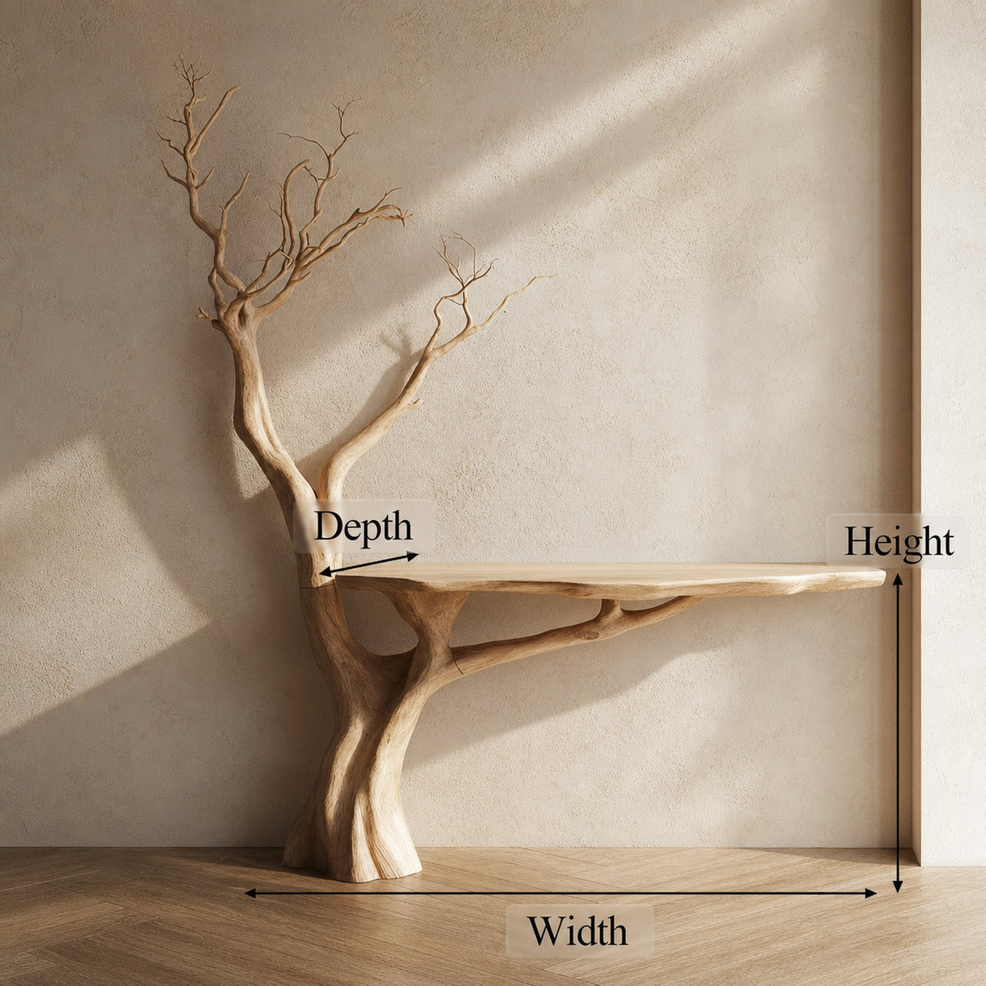 Rustic Console Table Sculpted Wood Tree Hallway Entrance - product view 8