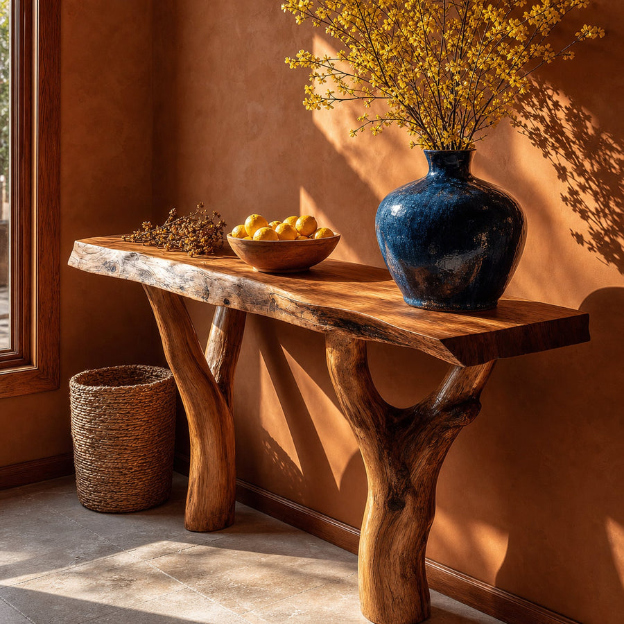 Rustic Console Table Sculptural Root Base Modern Gallery