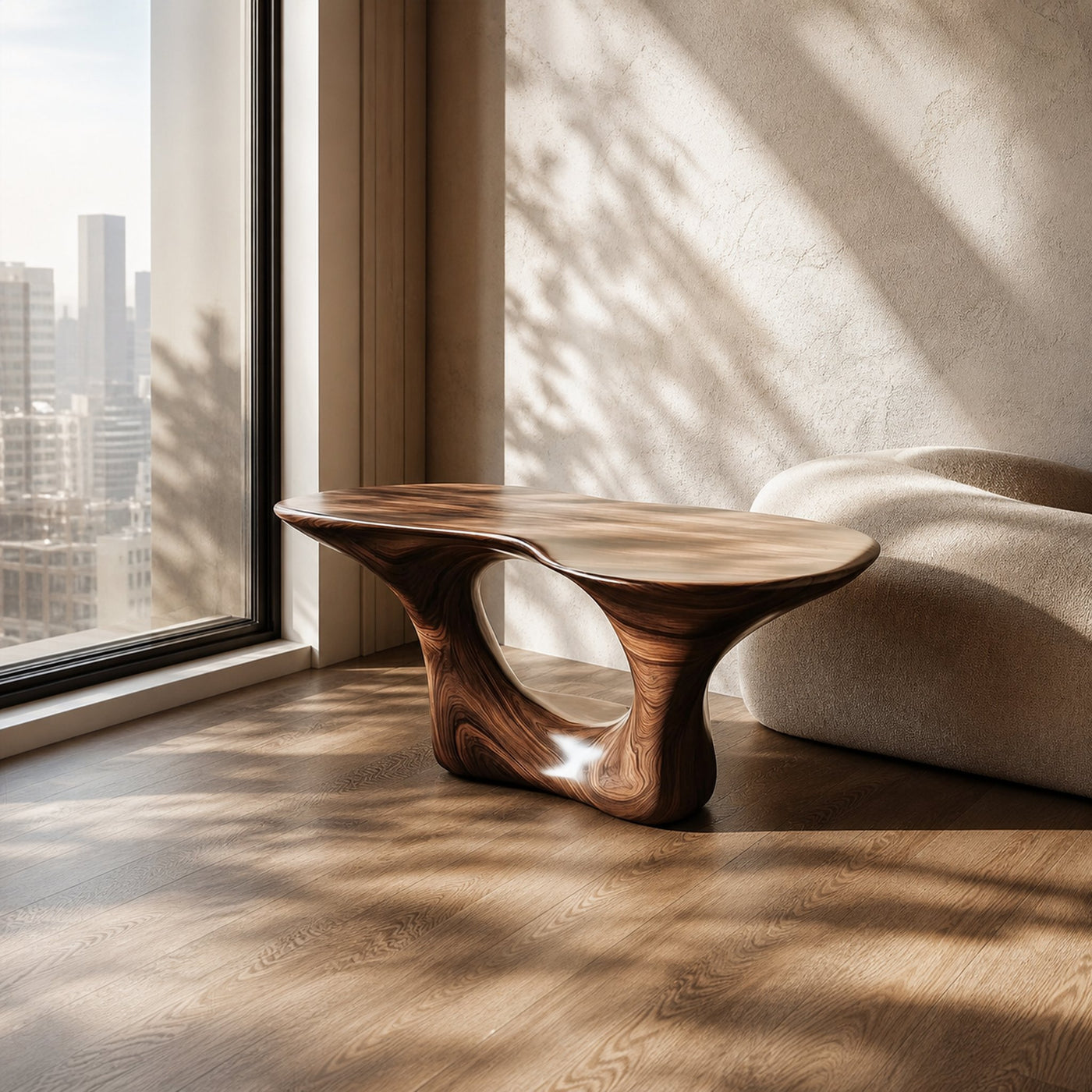 Rustic Console Table Solid Wood Curved Base Living Room - product view 2
