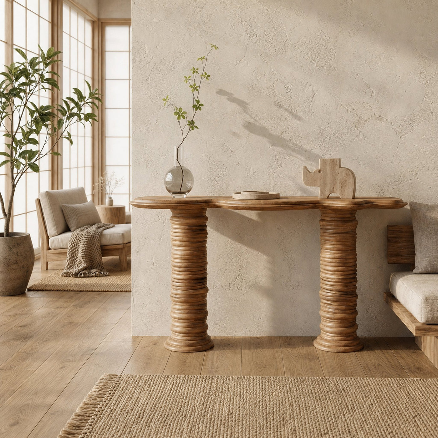 Rustic Console Table Solid Wood Entryway Living Room Hallway - product view 3