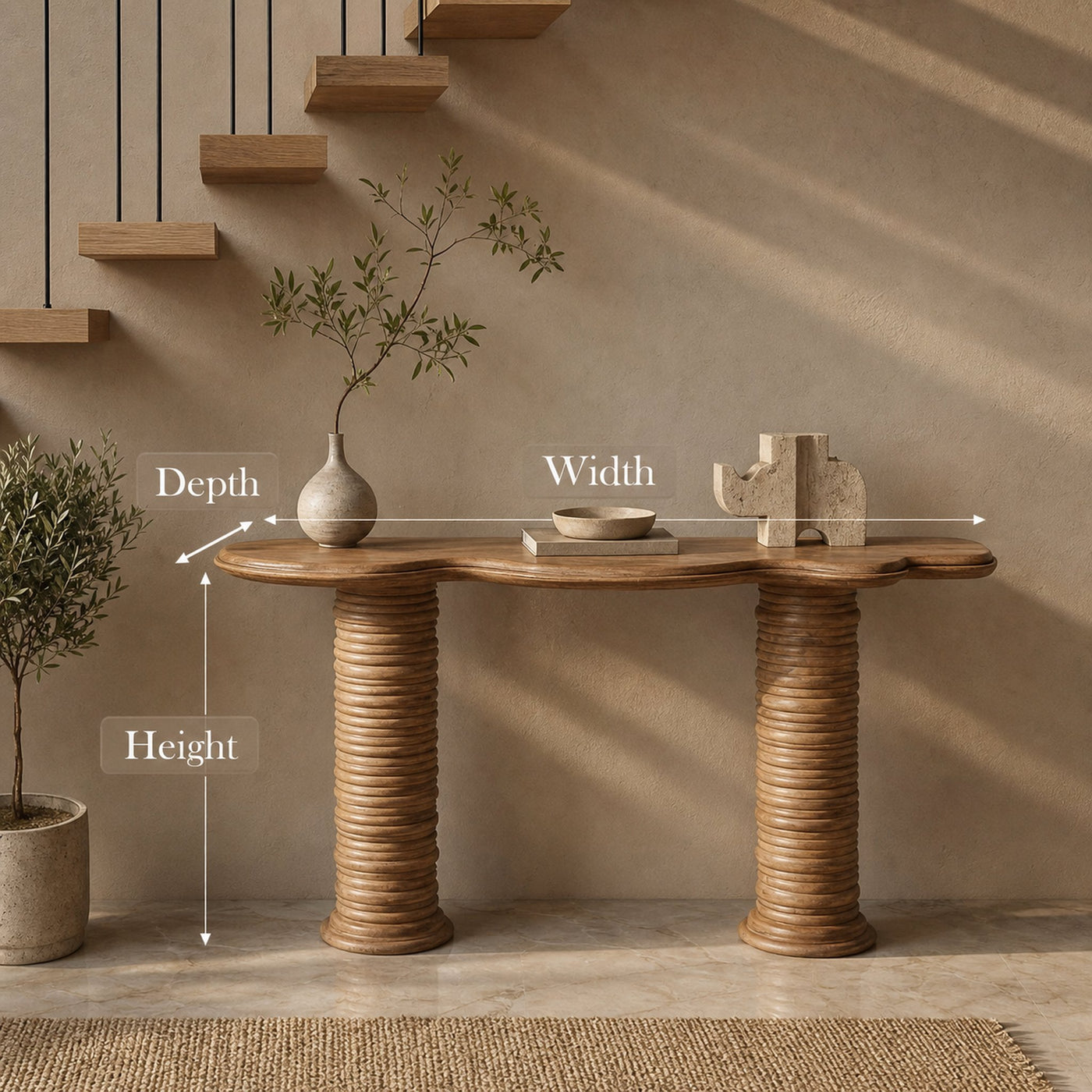 Rustic Console Table Solid Wood Entryway Living Room Hallway - product view 6