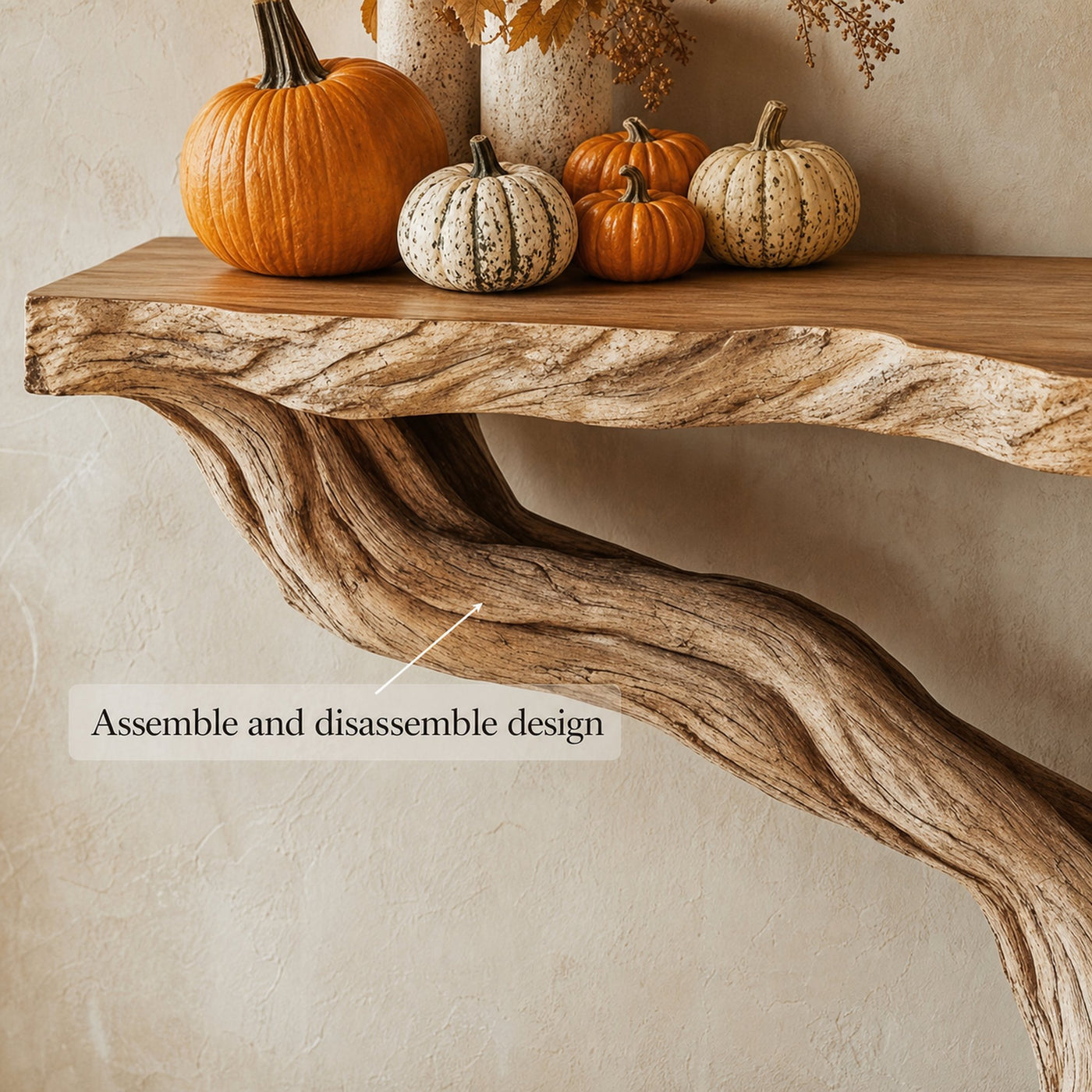 Rustic Console Table Solid Wood Root Base Entryway - product view 3