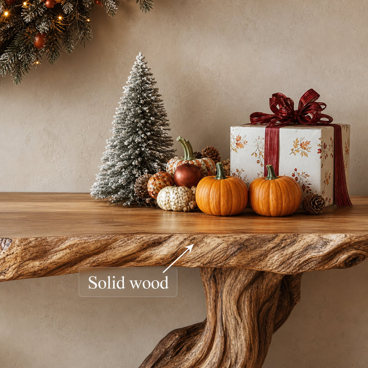 Rustic Console Table Solid Wood Root Base Entryway - product view 4