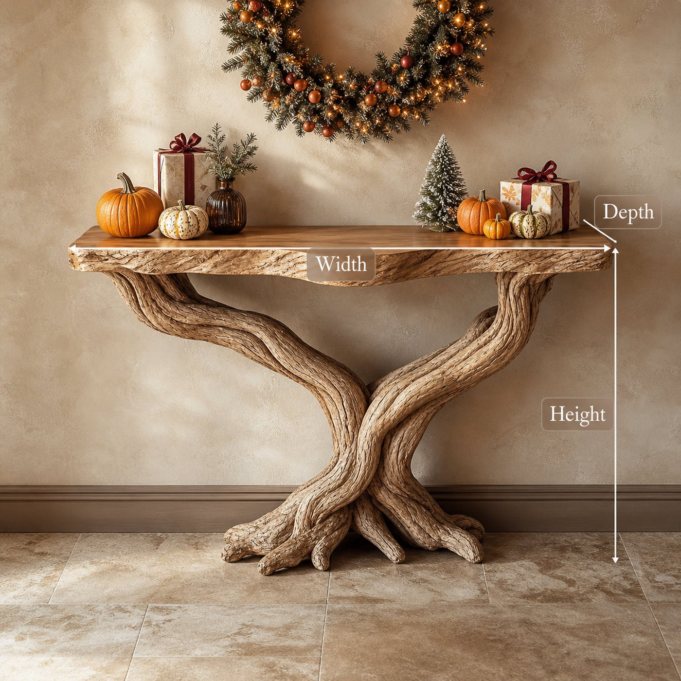 Rustic Console Table Solid Wood Root Base Entryway - product view 5