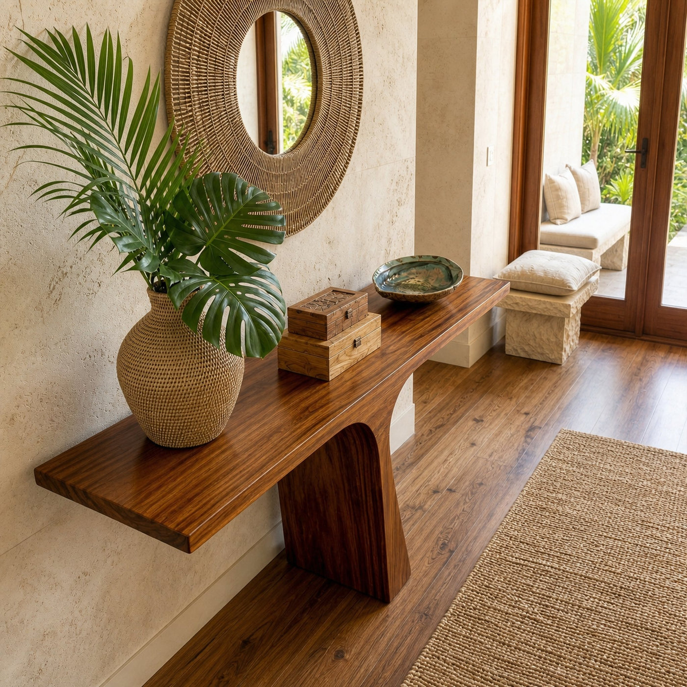 Rustic Console Table Solid Wood Sharp Corner Structure Living Room And Entryway - product view 2