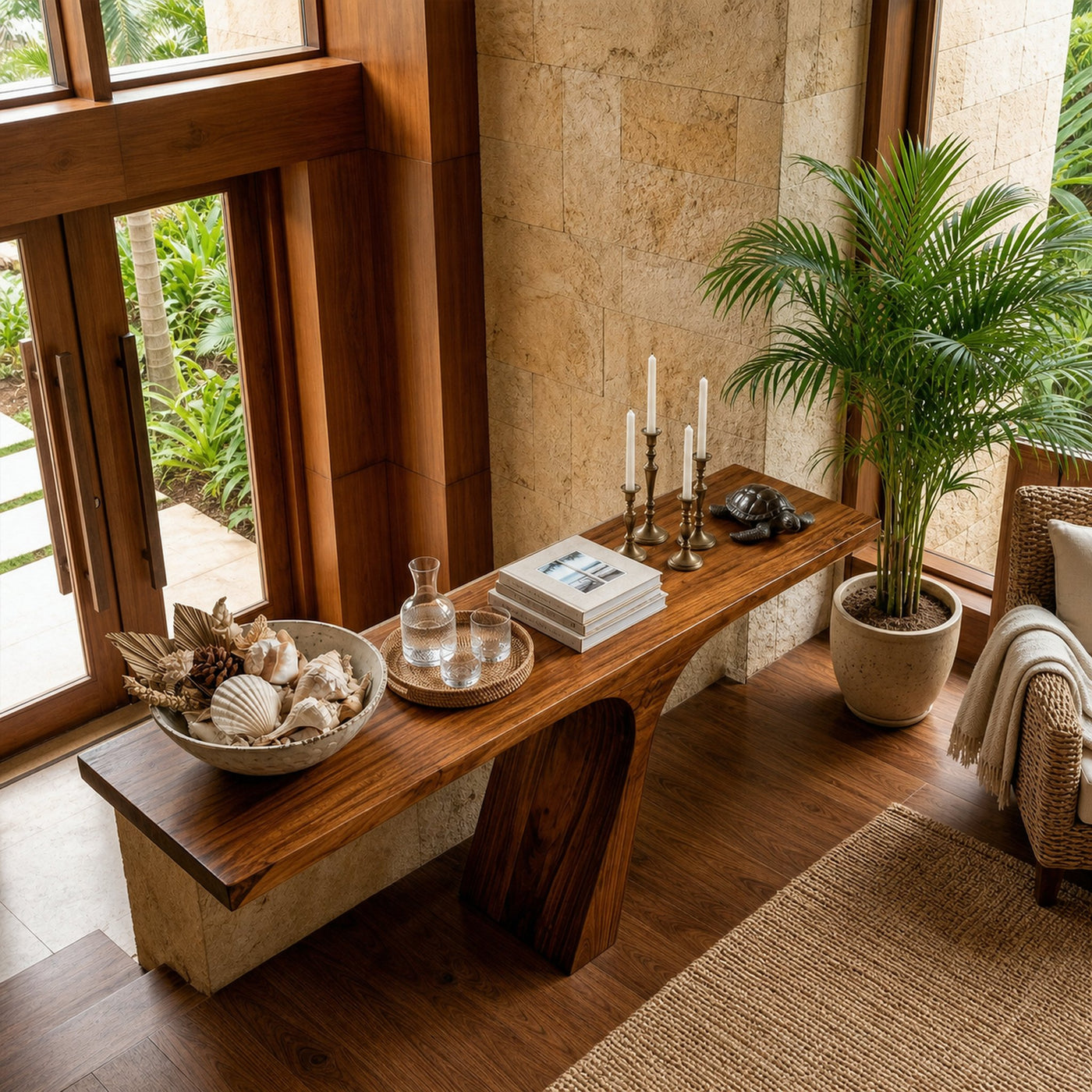 Rustic Console Table Solid Wood Sharp Corner Structure Living Room And Entryway - product view 3