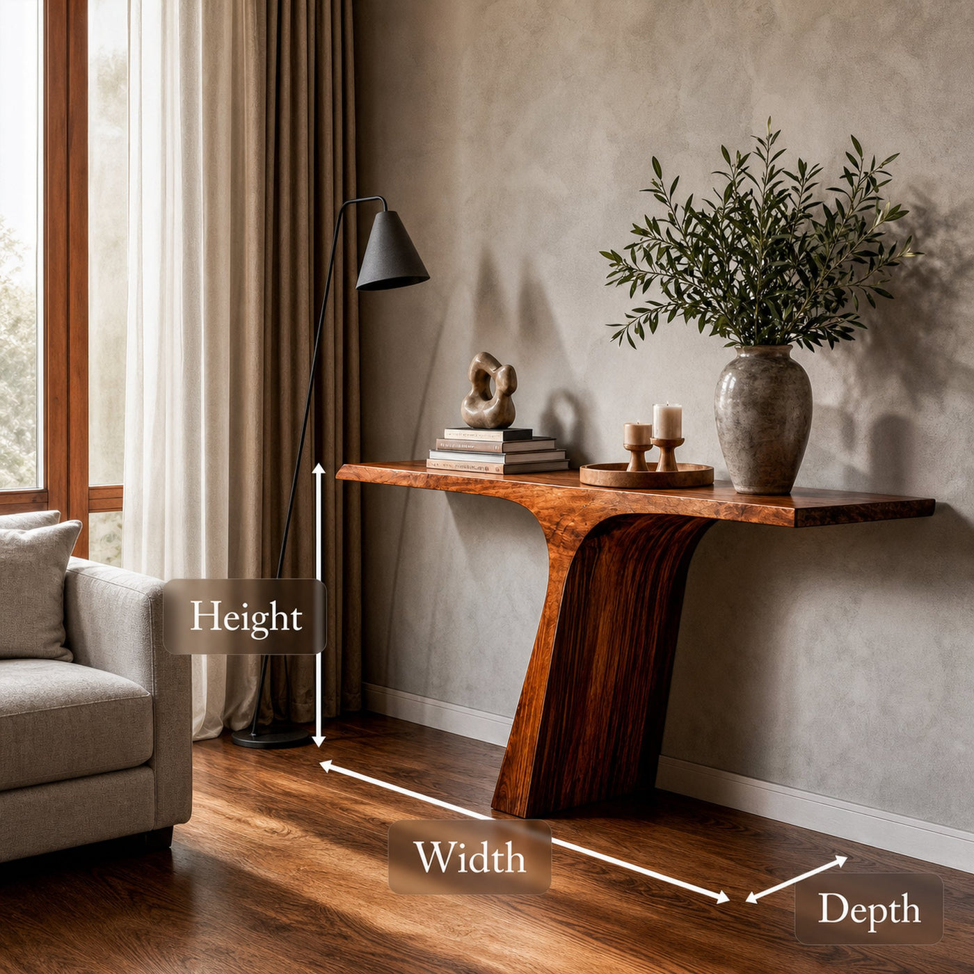 Rustic Console Table Solid Wood Sharp Corner Structure Living Room And Entryway - product view 8
