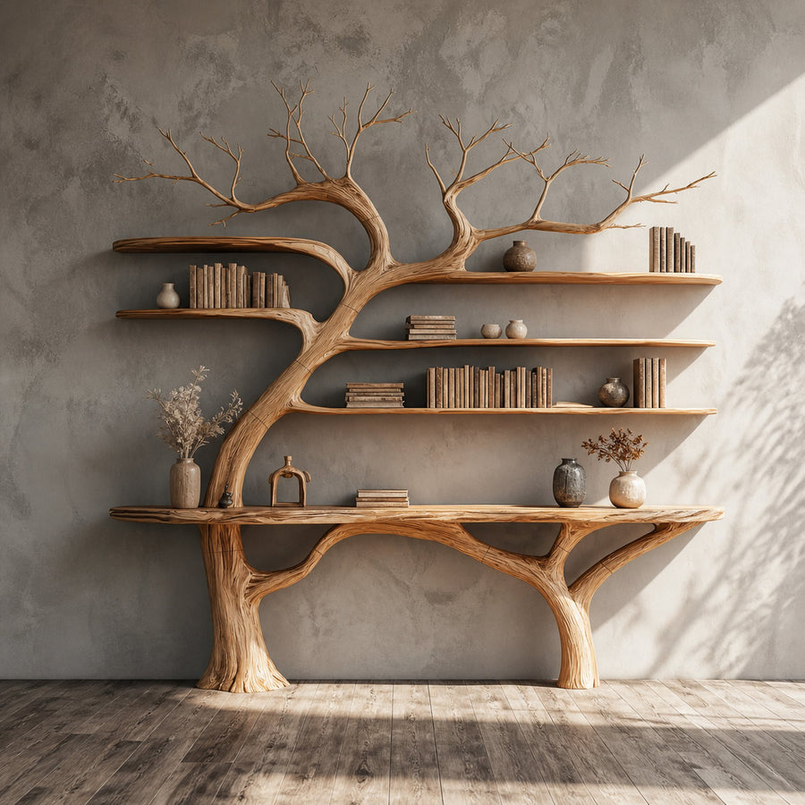 Rustic Console Table Tree Design Entryway