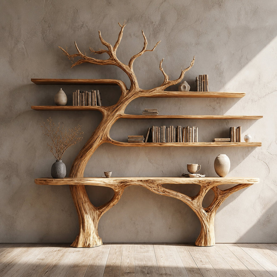 Rustic Console Table Wall Mounted Tree Living Room