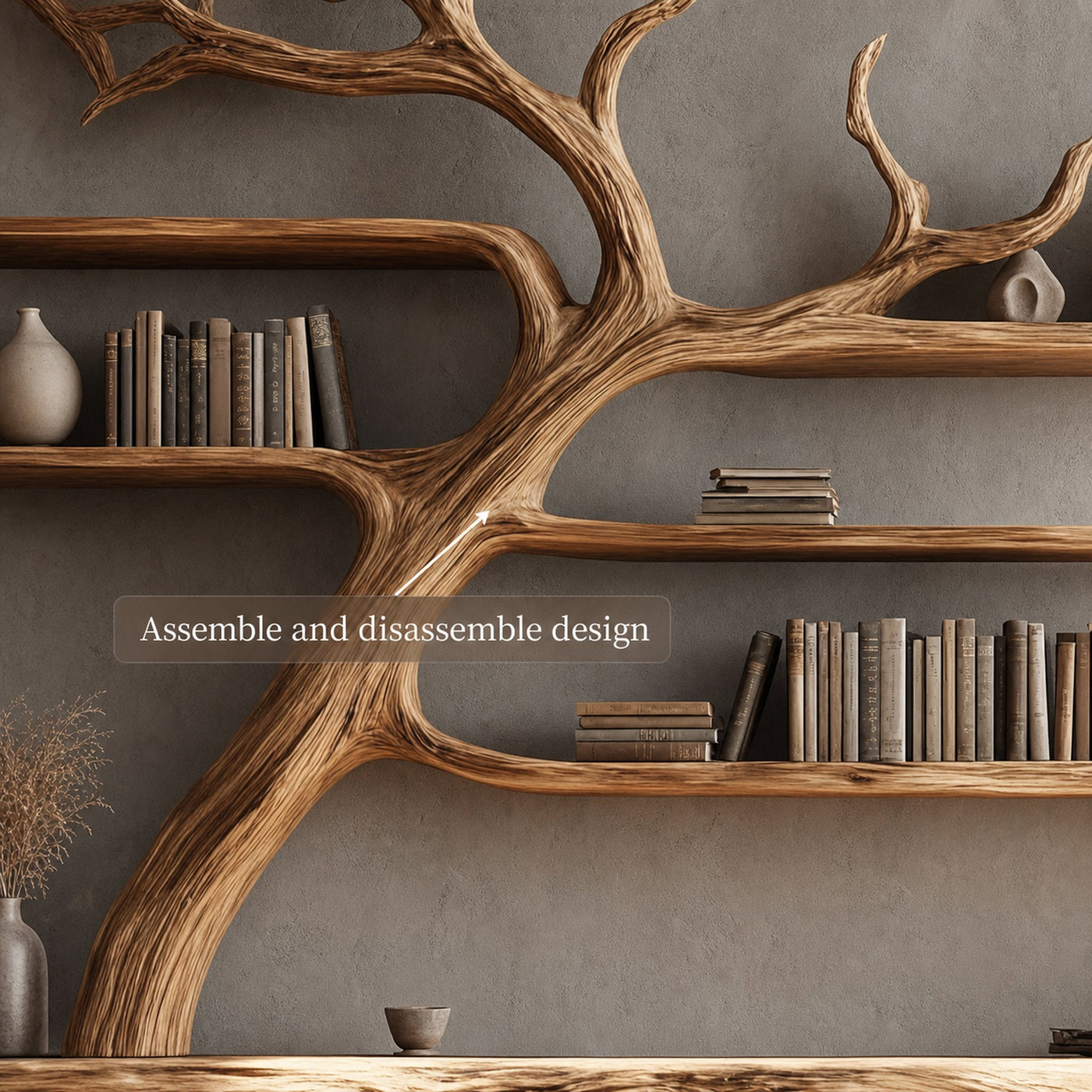 Rustic Console Table Wall Mounted Tree Living Room - product view 3