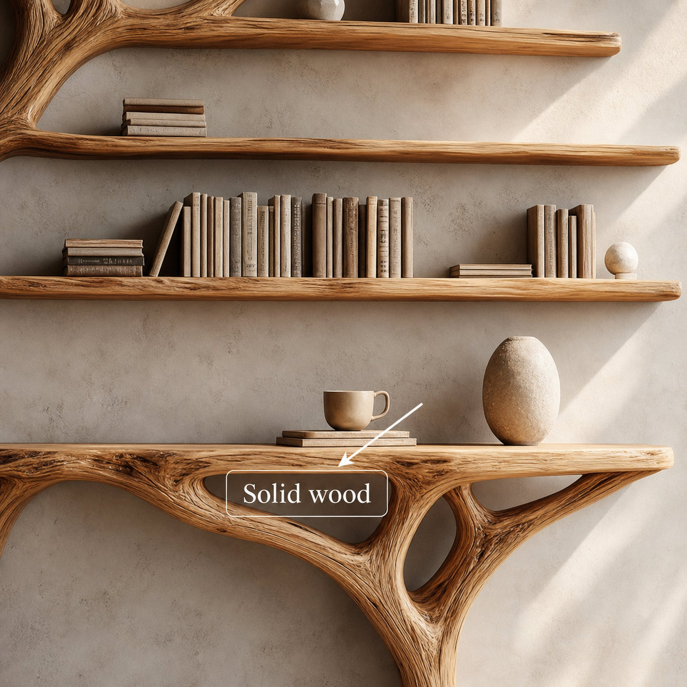 Rustic Console Table Wall Mounted Tree Living Room - product view 4