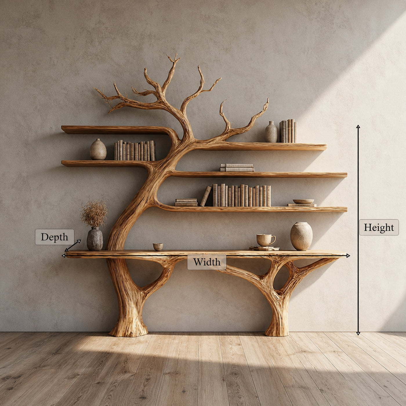Rustic Console Table Wall Mounted Tree Living Room - product view 5