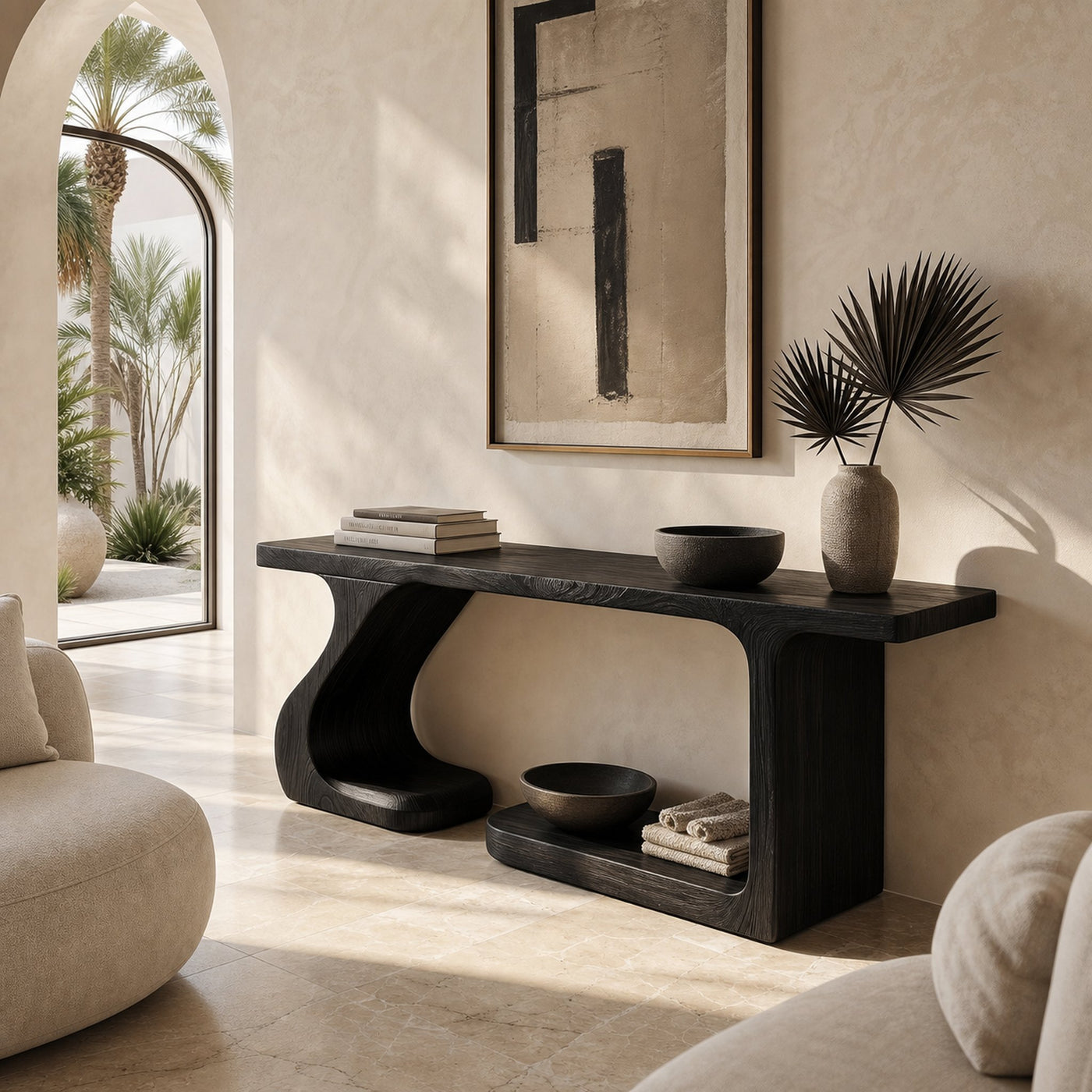 Rustic Console Table With Carved Root Inspired Design For Entryway - product view 4