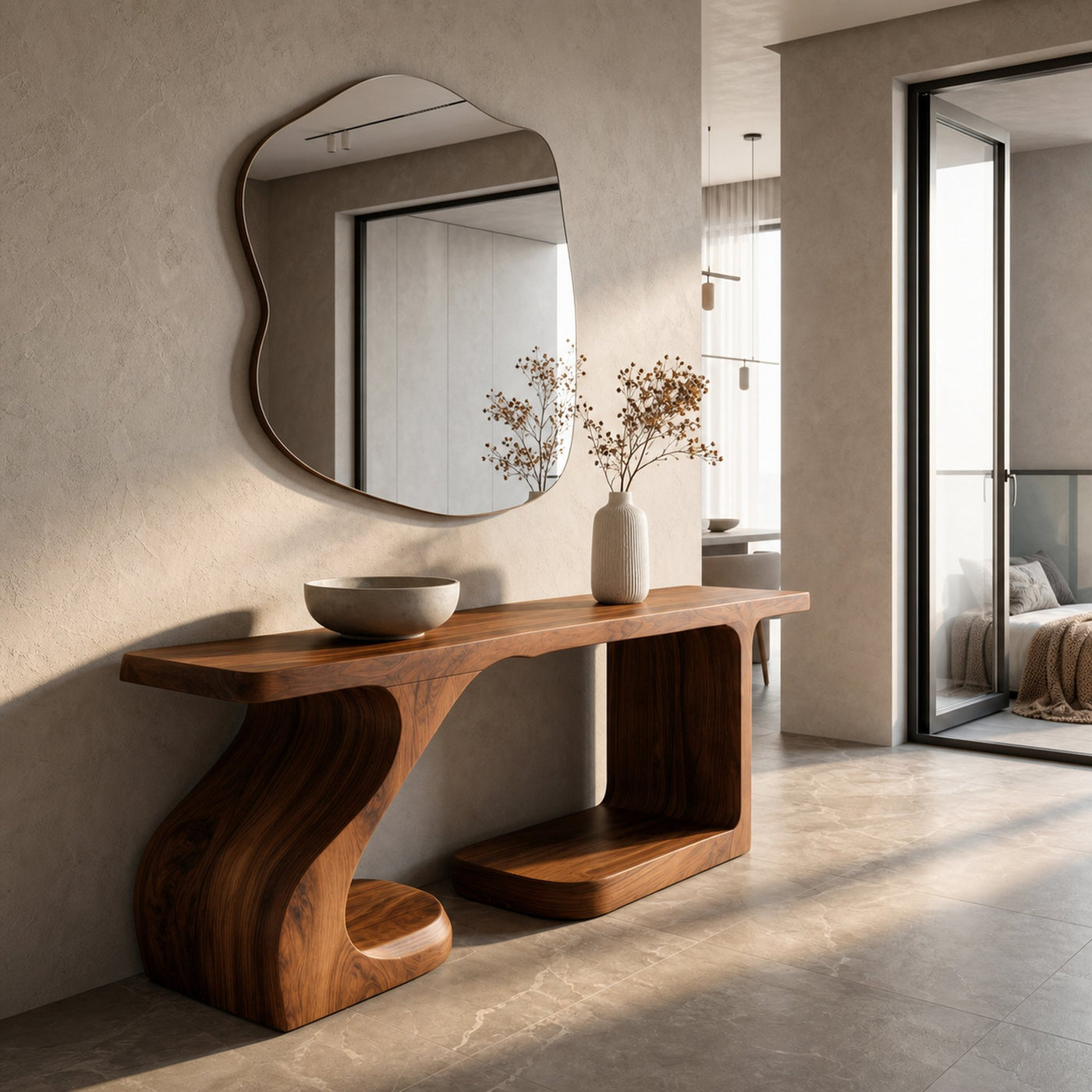 Rustic Console Table With Carved Root Inspired Design For Entryway - product view 6