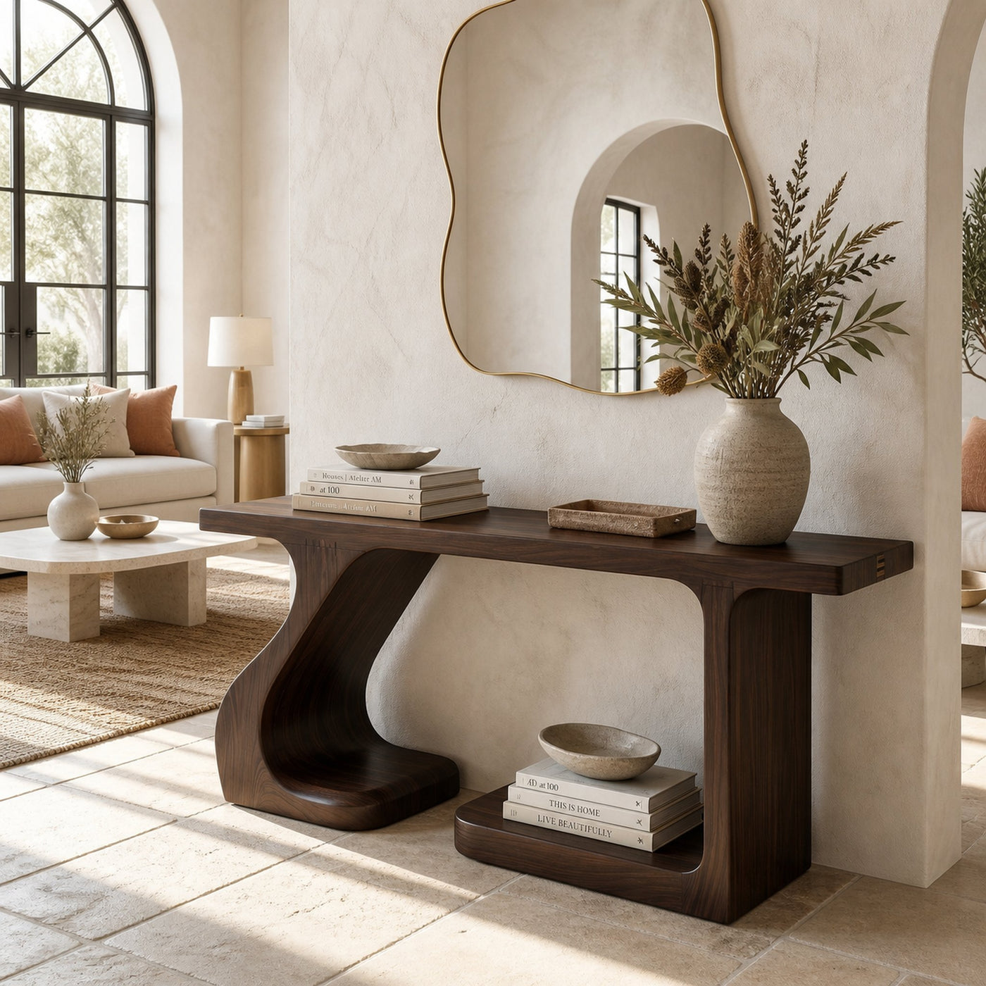 Rustic Console Table With Carved Root Inspired Design For Entryway - product view 7