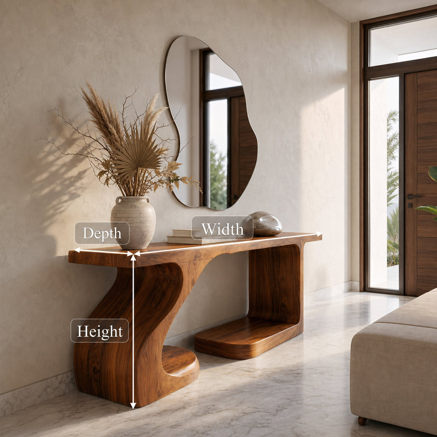 Rustic Console Table With Carved Root Inspired Design For Entryway - product view 8