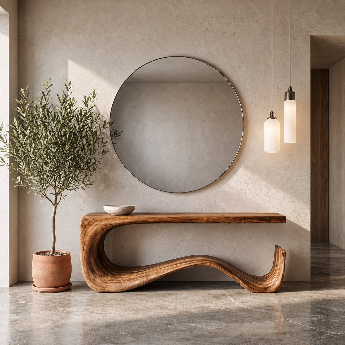 Rustic Console Table With Handcrafted Curved Wood Design For Entryway - product view 6