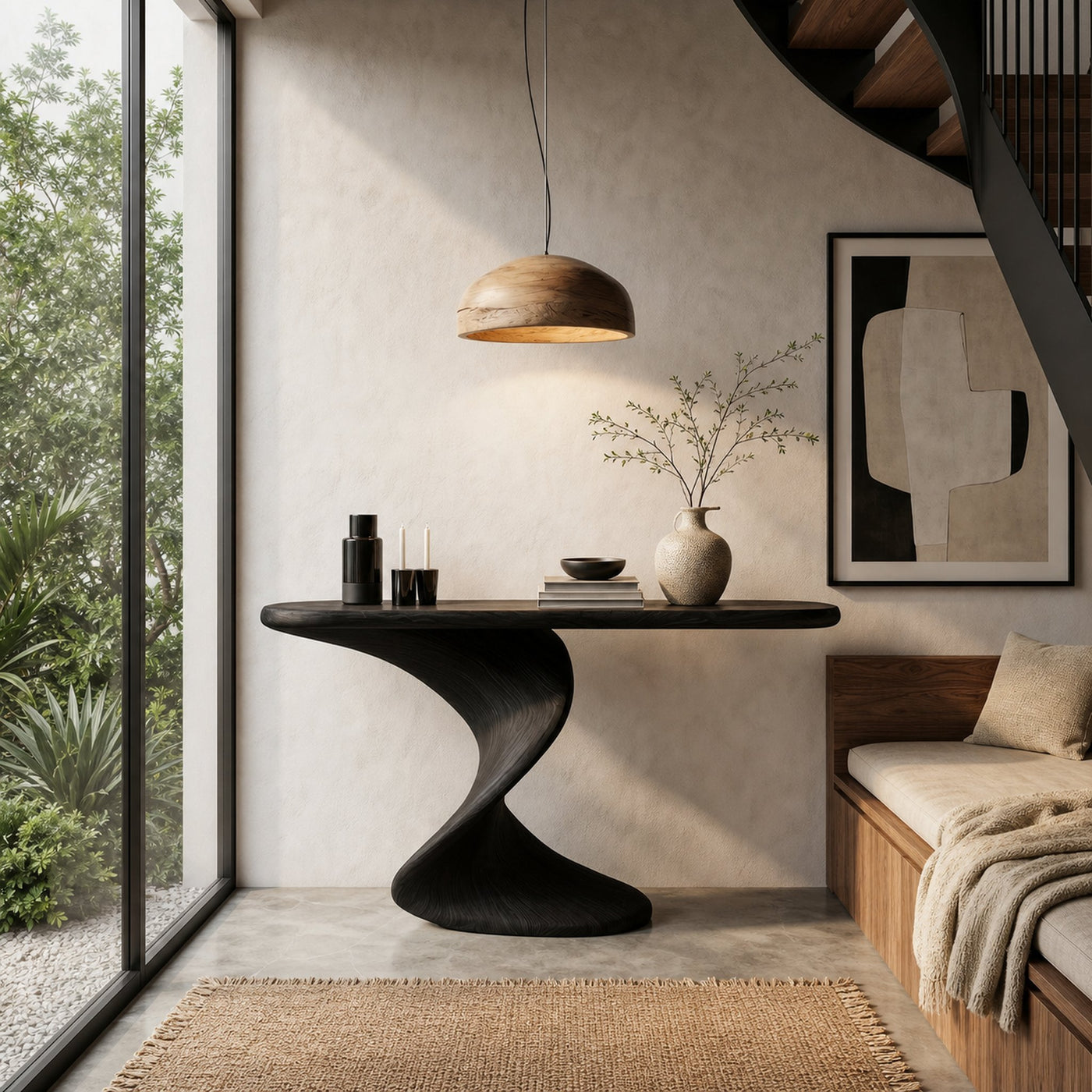 Rustic Console Table With Handcrafted Twisted Wood Base For Entryway And Living Room - product view 4