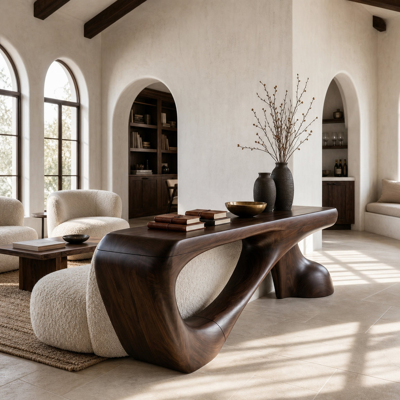 Rustic Console Table With Organic Root Form For Hallway - product view 7