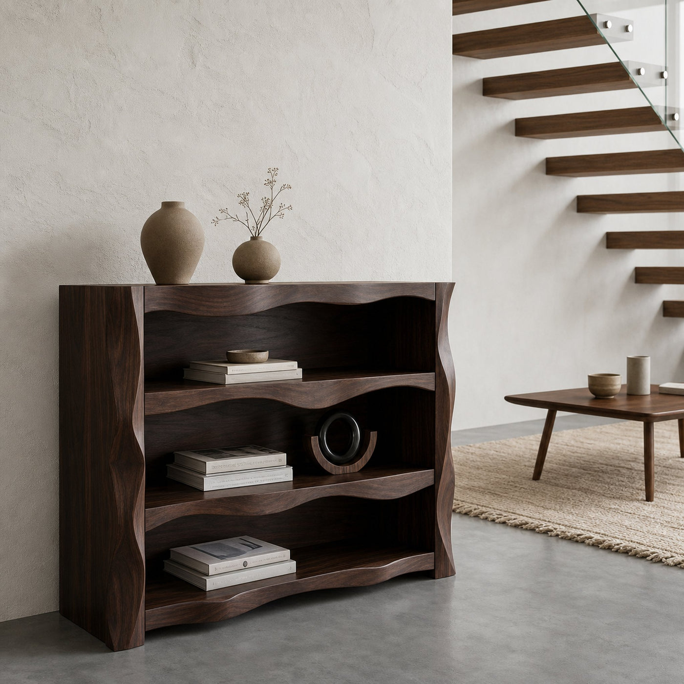 Rustic Console Table With Three Open Shelves For Home - product view 7
