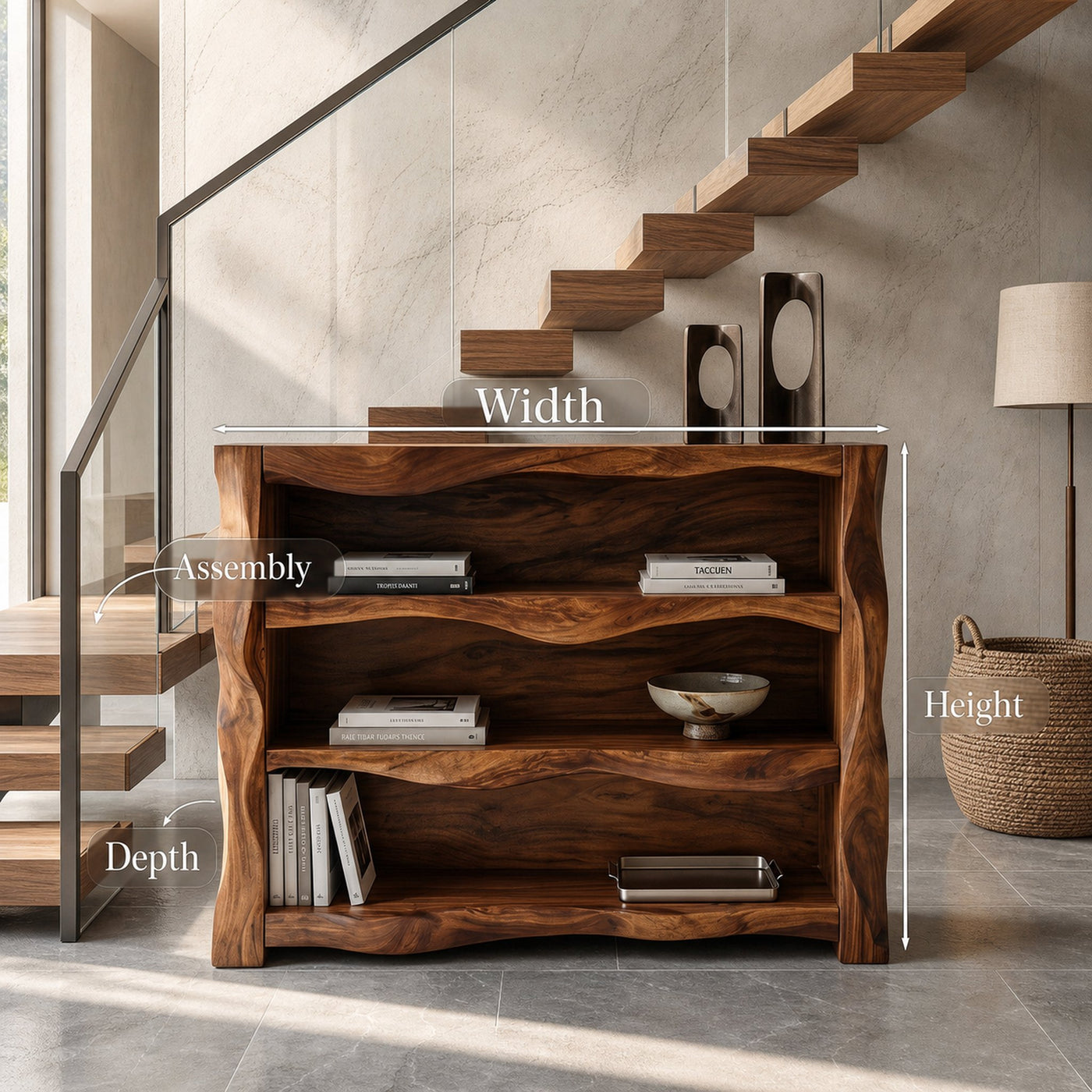 Rustic Console Table With Three Open Shelves For Home - product view 8