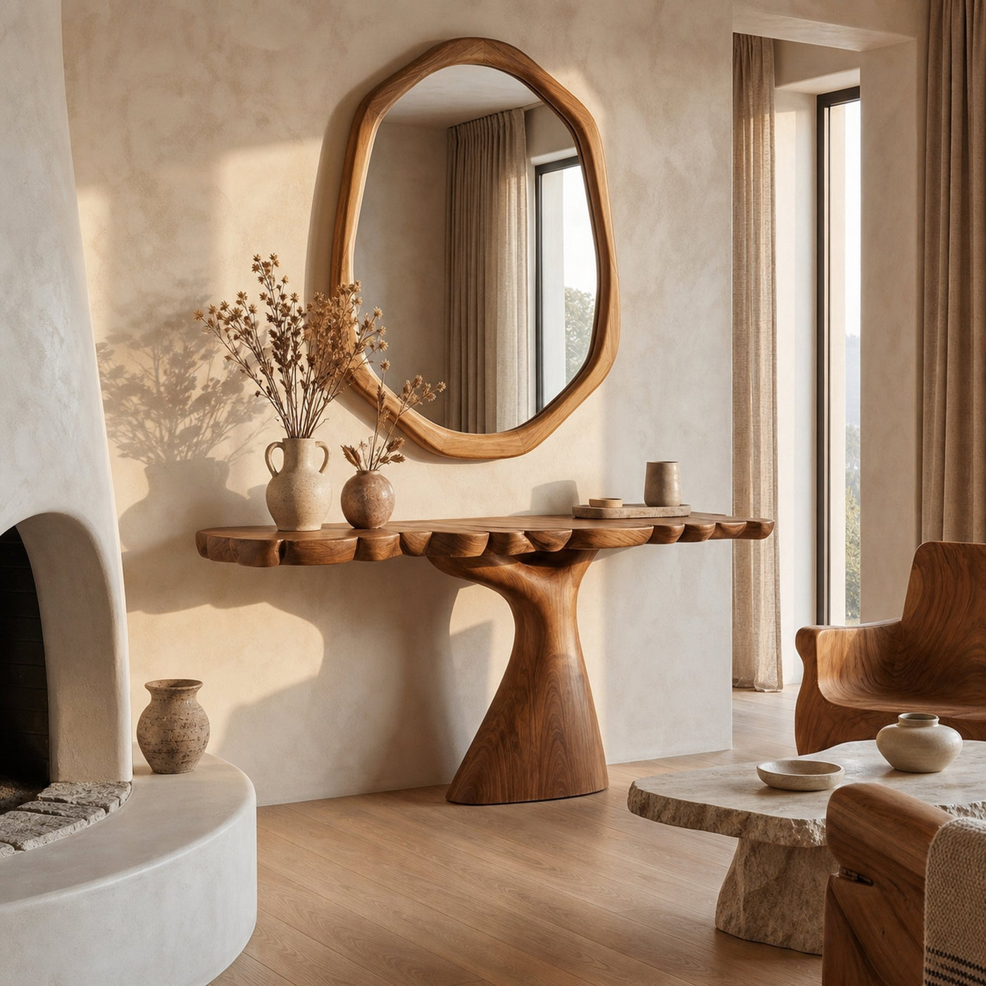 Rustic Console Table Wooden Living Room