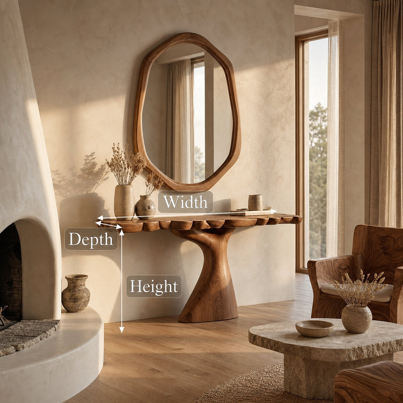 Rustic Console Table Wooden Living Room - product view 6