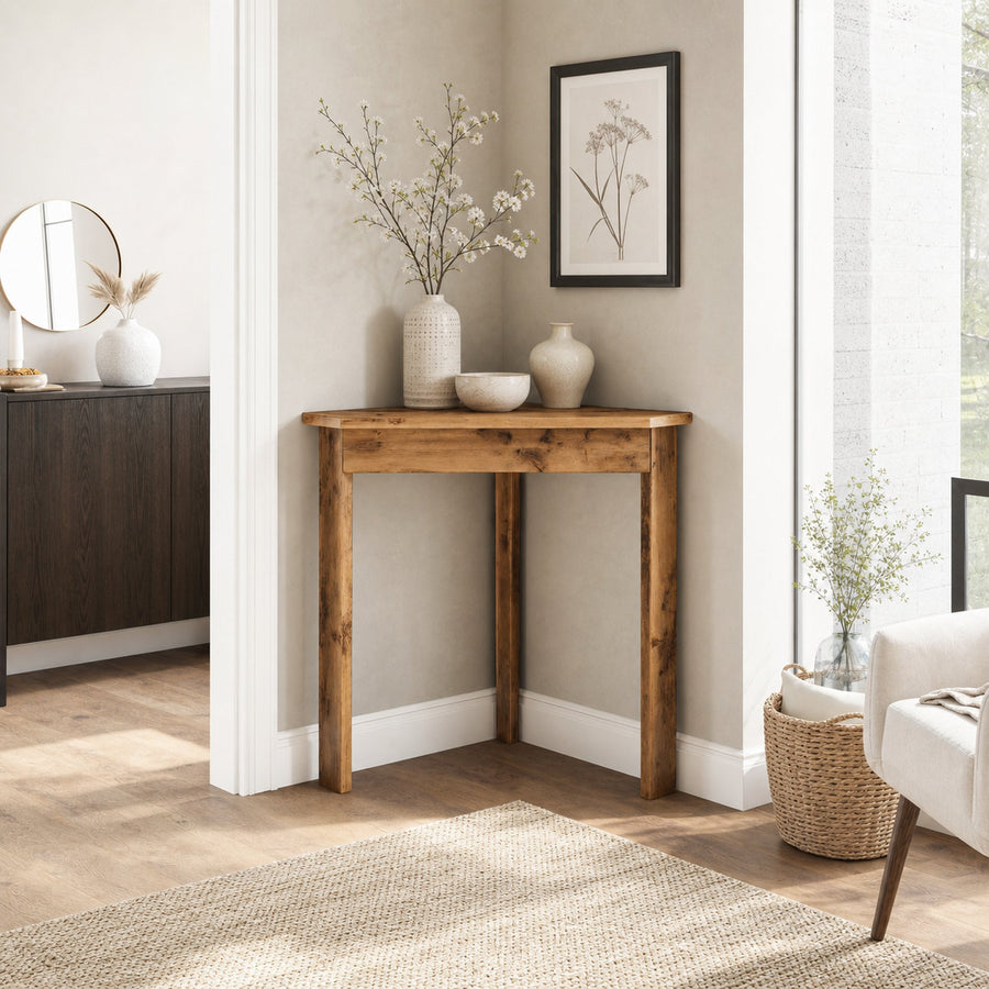 Rustic Corner Console Table For Entryway Or Living Room