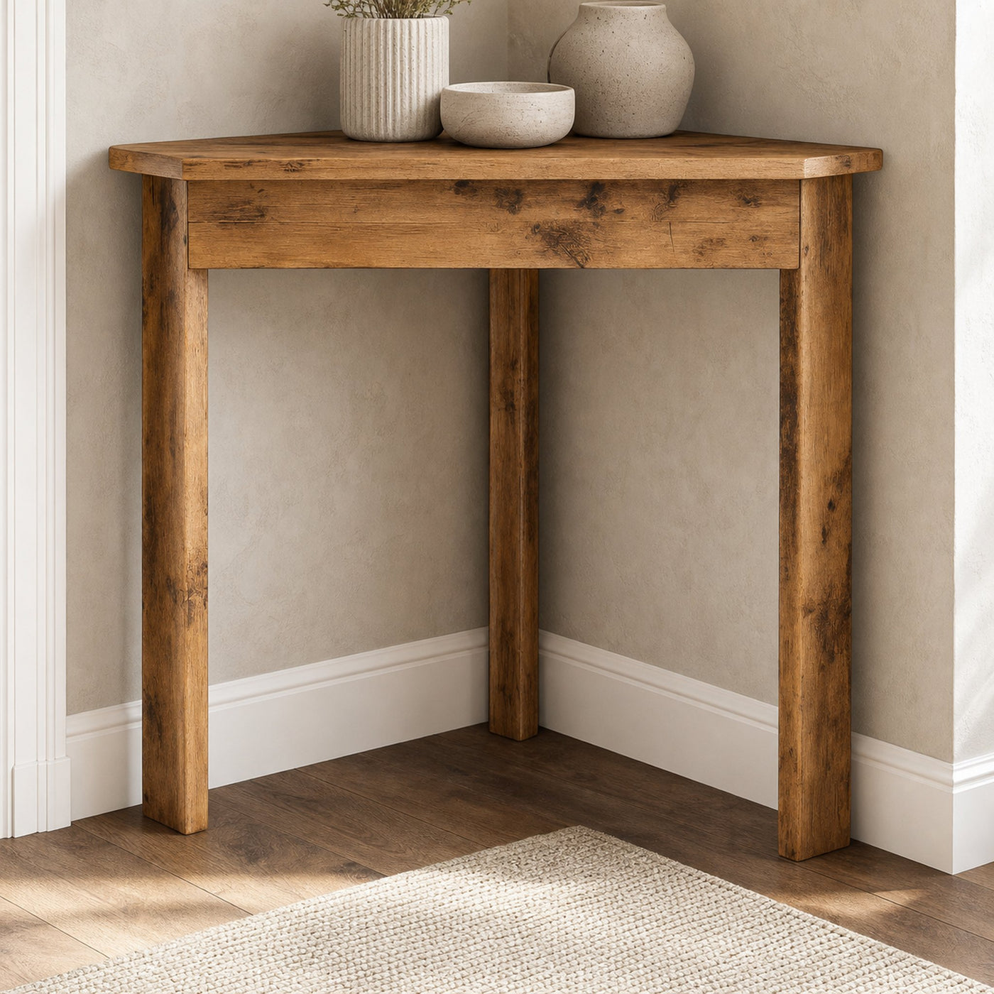 Rustic Corner Console Table For Entryway Or Living Room - product view 3