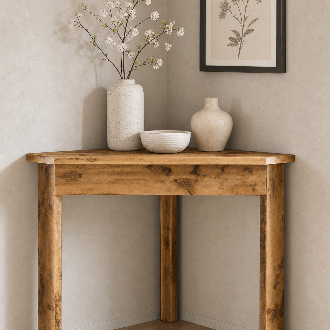 Rustic Corner Console Table For Entryway Or Living Room - product view 4