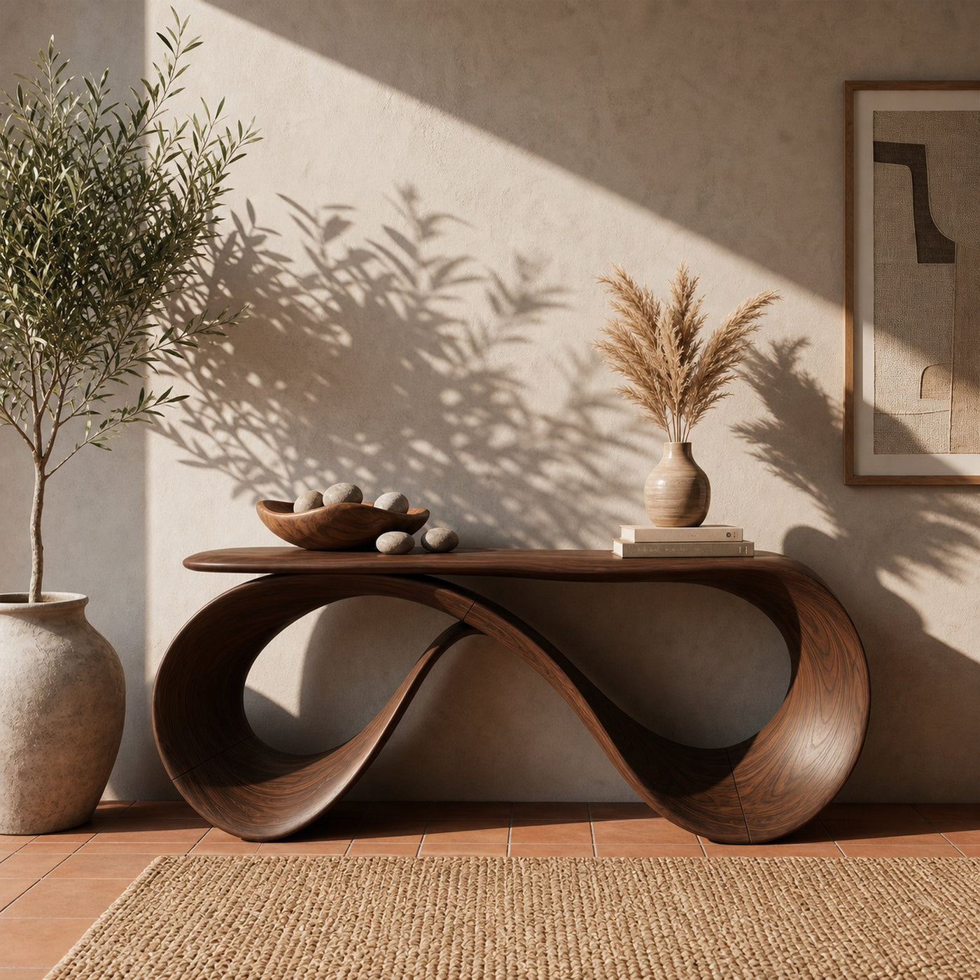Rustic Curved Console Table For Hallway Bedroom - product view 6