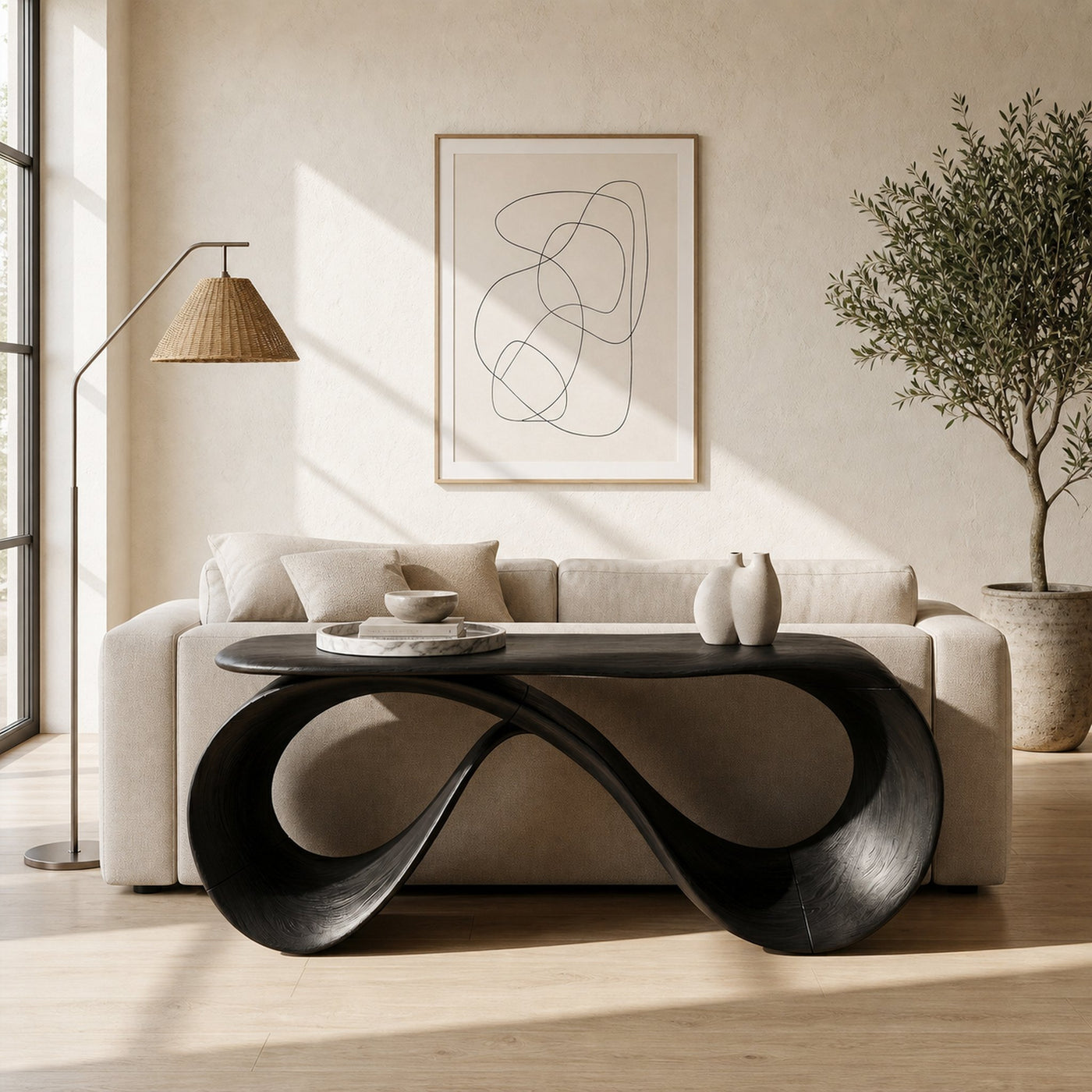 Rustic Curved Console Table For Hallway Bedroom - product view 7