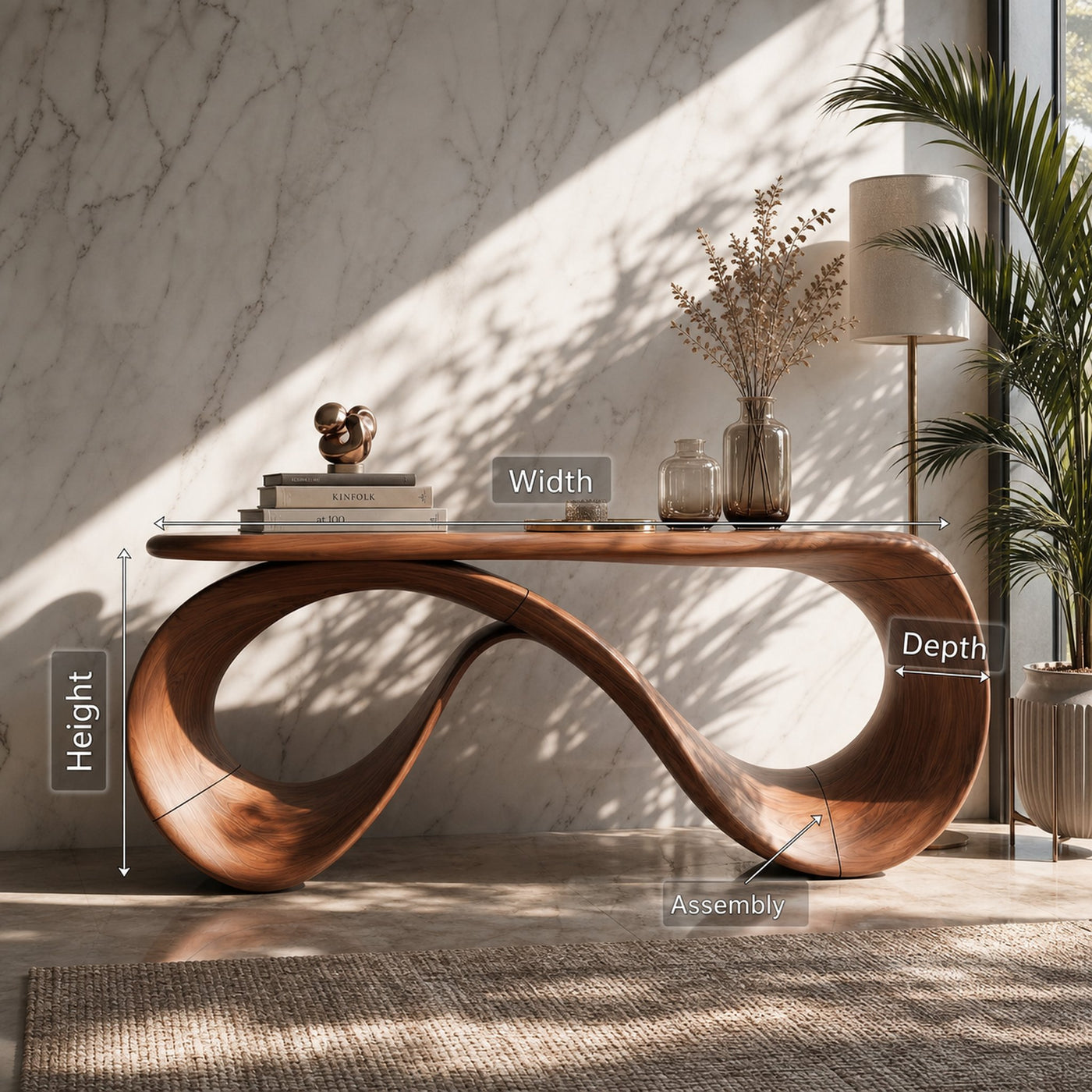 Rustic Curved Console Table For Hallway Bedroom - product view 8