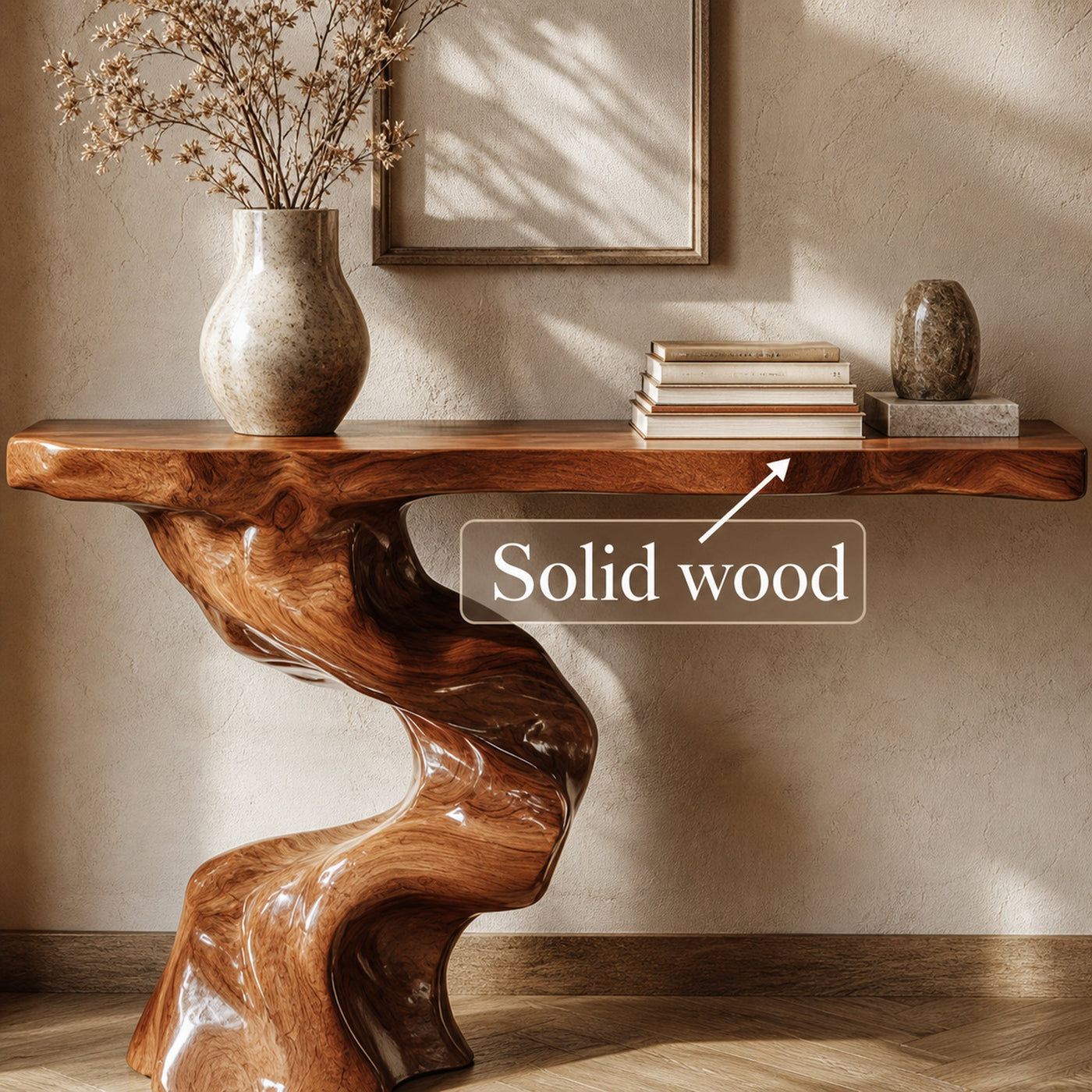 Rustic Entry Table Organic Carved Legs Cozy Corner - product view 4