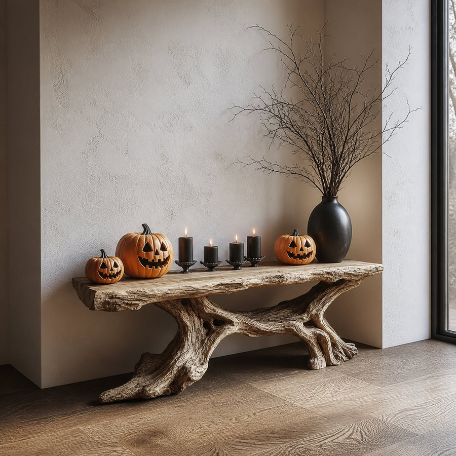 Rustic Entry Table Sculptural Tree Base Entryway Display