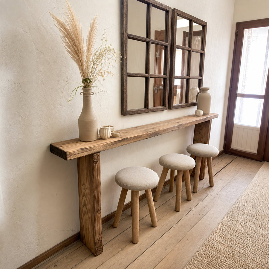 Rustic Entryway Console Table In Solid Wood Design