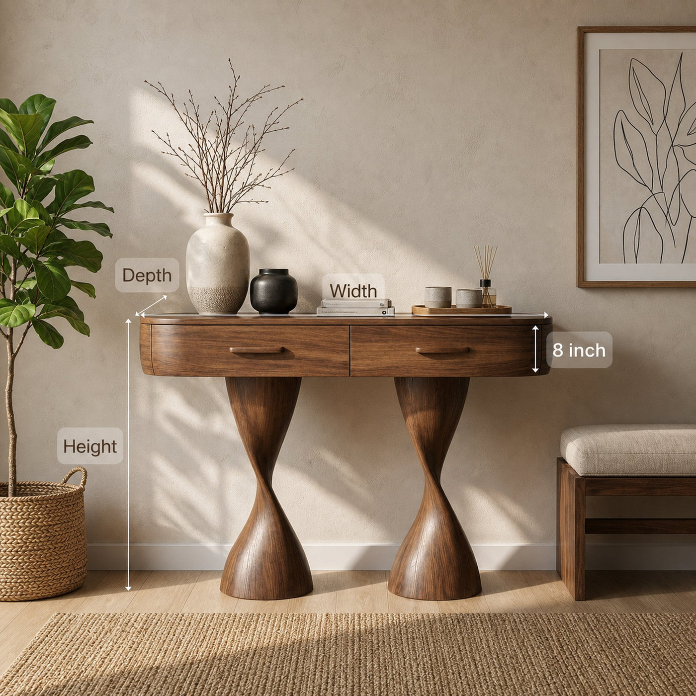 Rustic Entryway Table For Foyer Hallway - product view 8