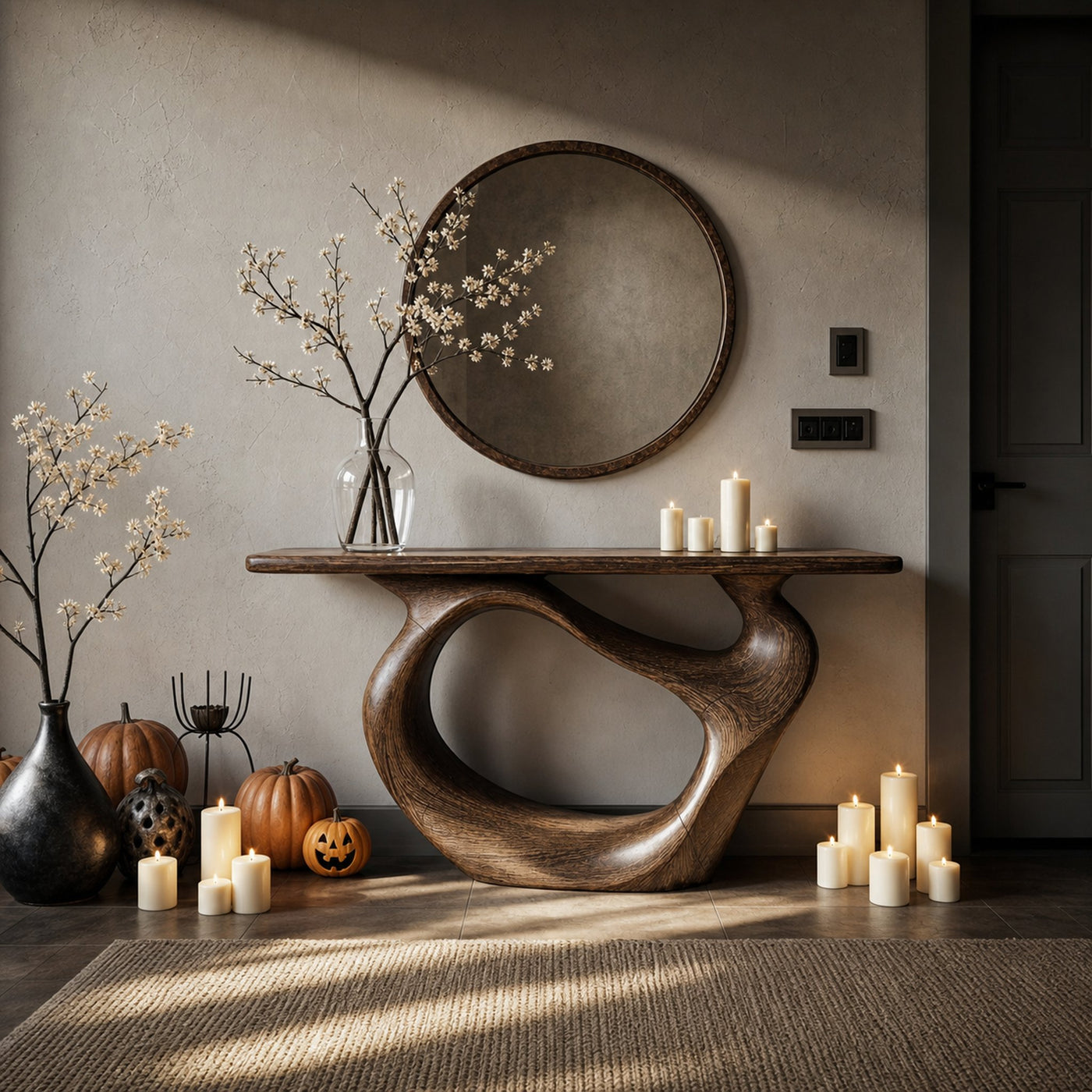 Rustic Halloween Console Table Entryway