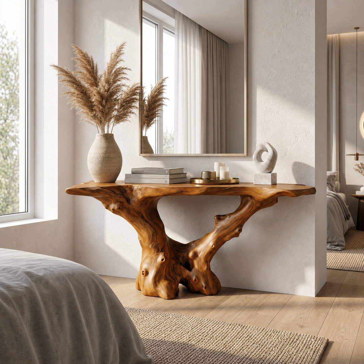Rustic Handcrafted Wood Console Table Living Room - product view 6