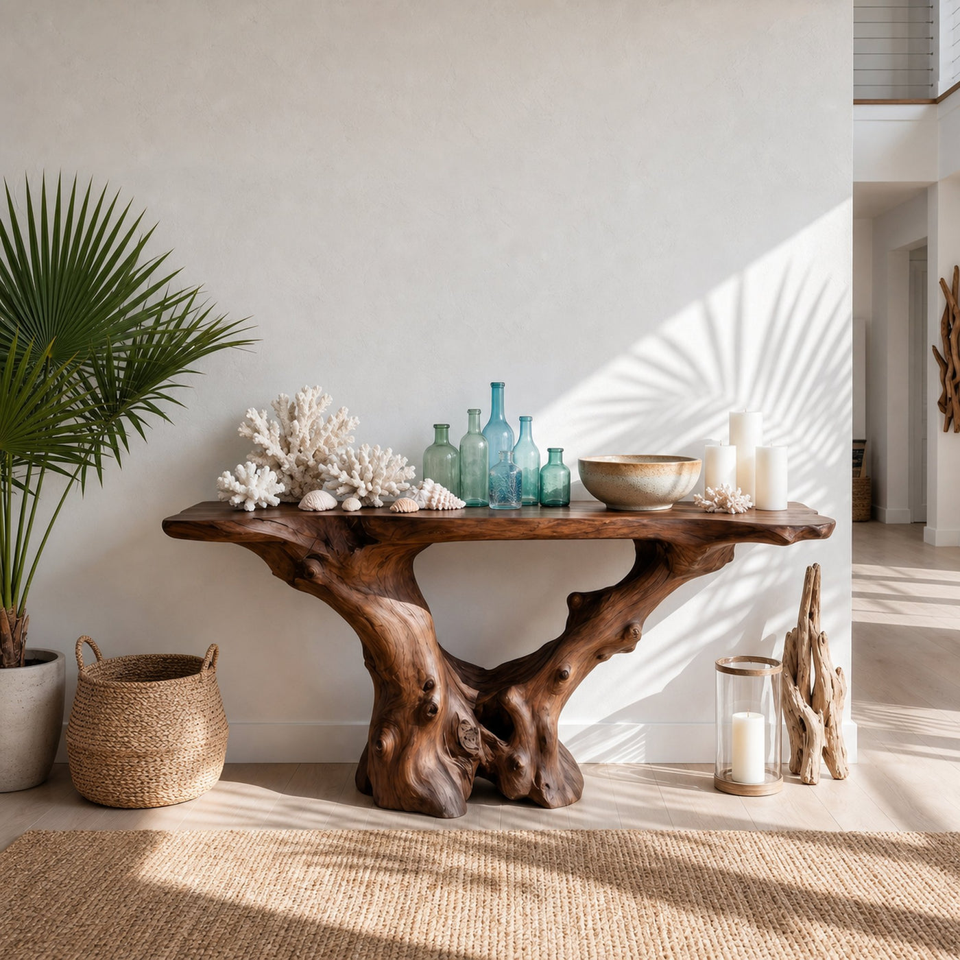 Rustic Handcrafted Wood Console Table Living Room - product view 7