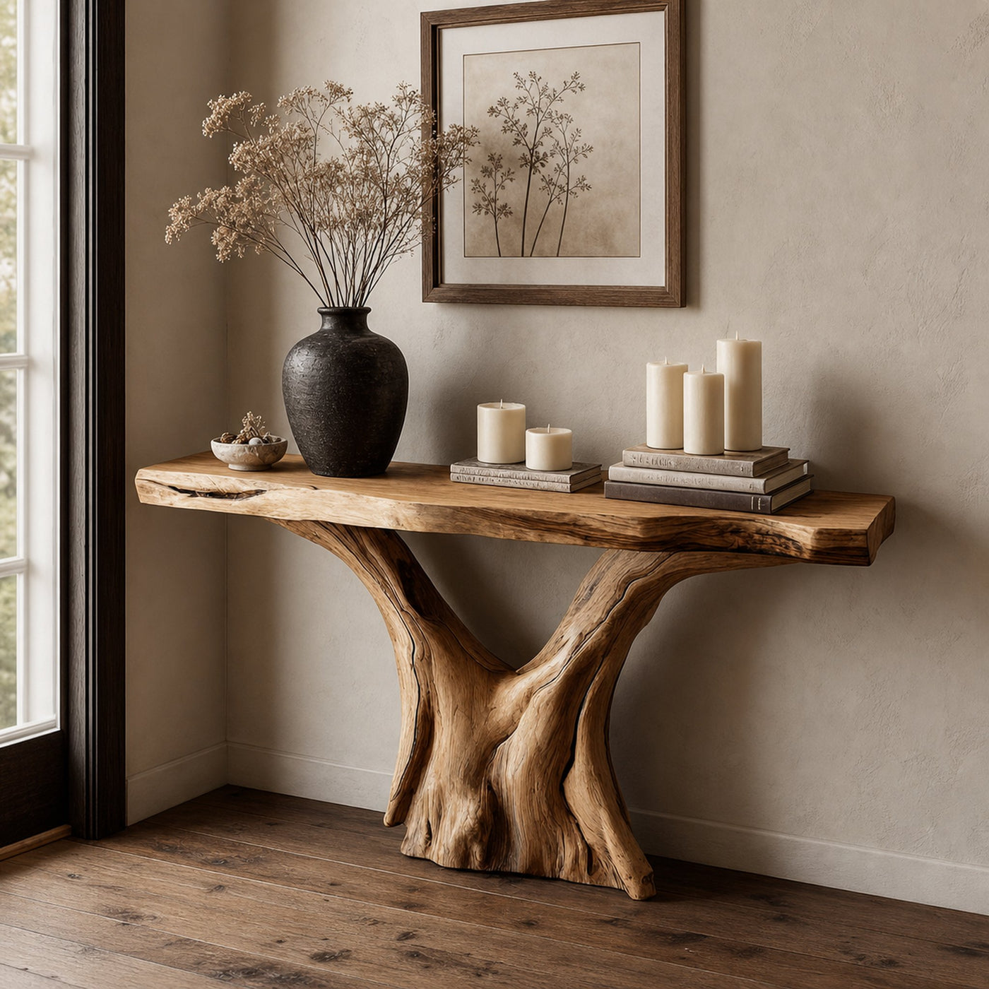 Rustic Live Edge Console Table Accent Room Or Entry